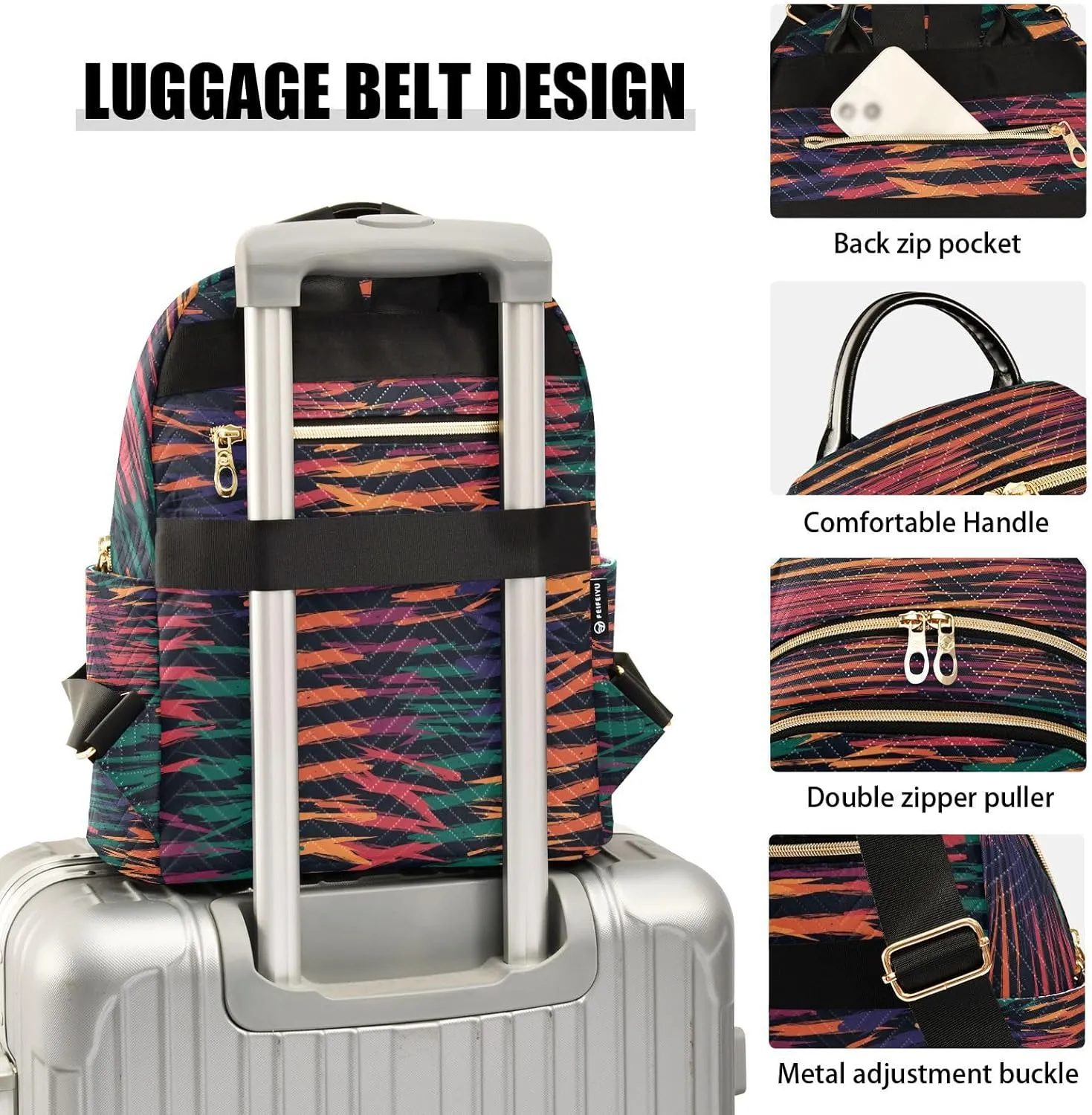 ALAZA Colorful Camouflage Women Backpack Purse Ladies Fashion Shoulder Bag Daypack Travel Bag 7.5L