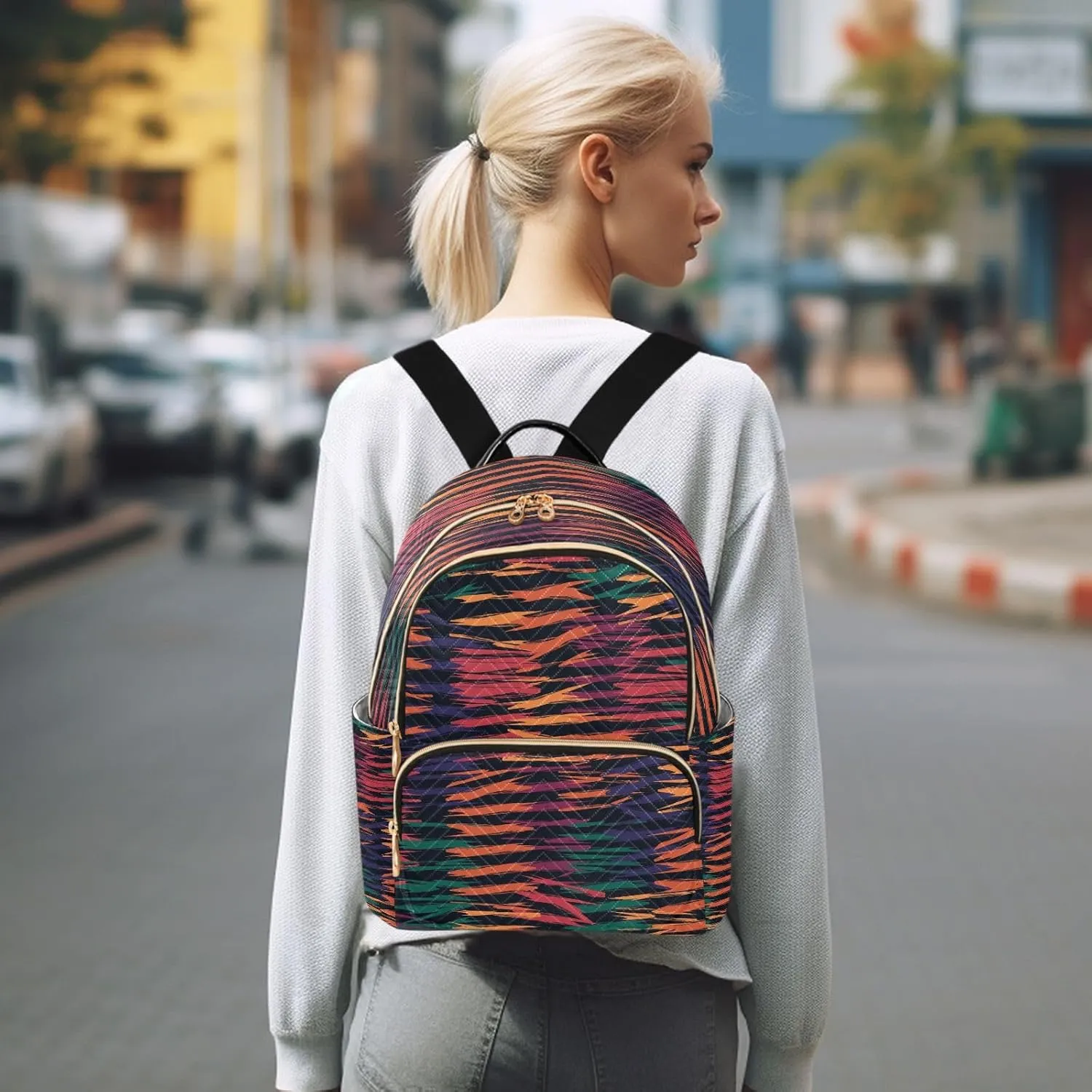 ALAZA Colorful Camouflage Women Backpack Purse Ladies Fashion Shoulder Bag Daypack Travel Bag 7.5L
