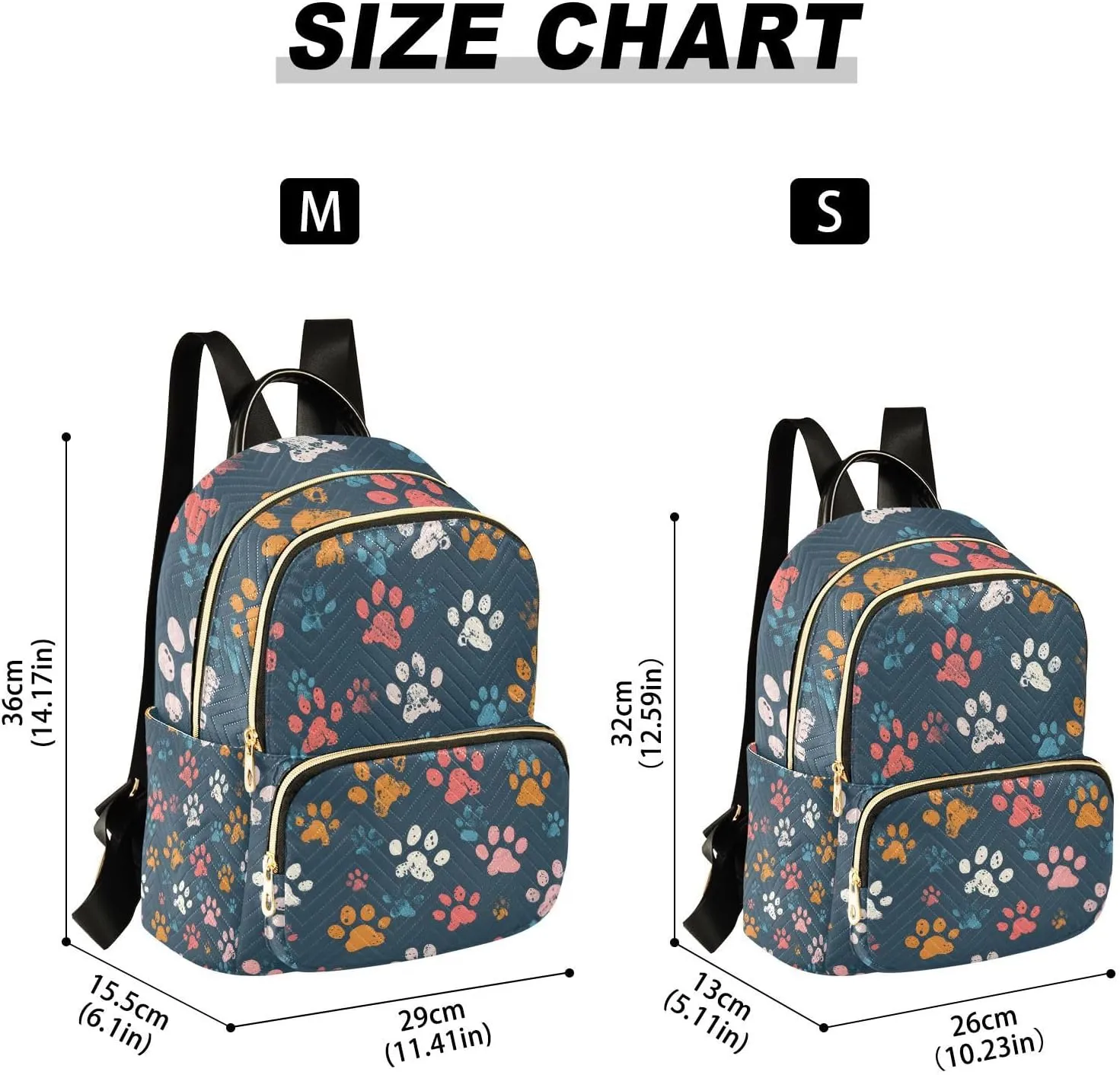 ALAZA Colorful Dog Paw Prints on Navy Blue Small Backpack Purse for Women Travel Bag Lightweight Shoulder Bag Fashion Daypack