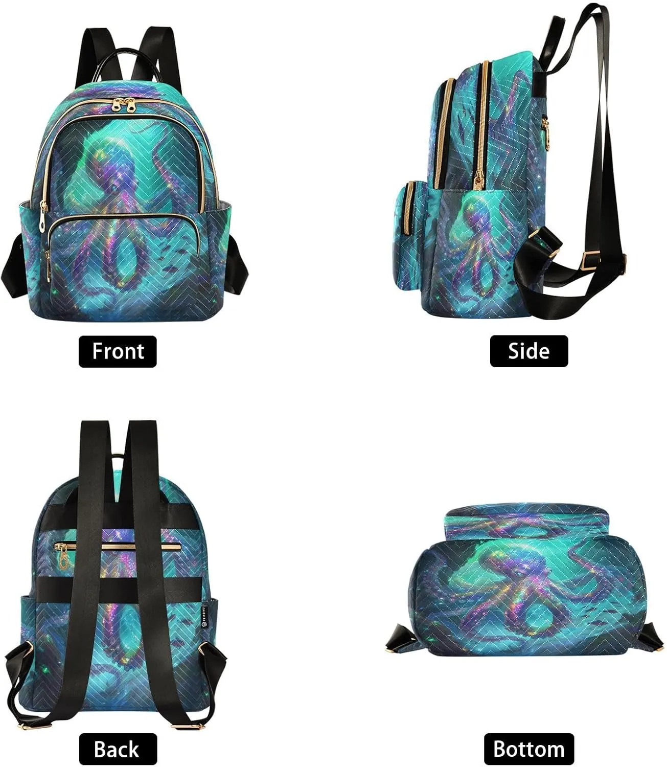 ALAZA Colorful Octopus Small Backpack Purse for Women Travel Bag Lightweight Shoulder Bag Fashion Daypack