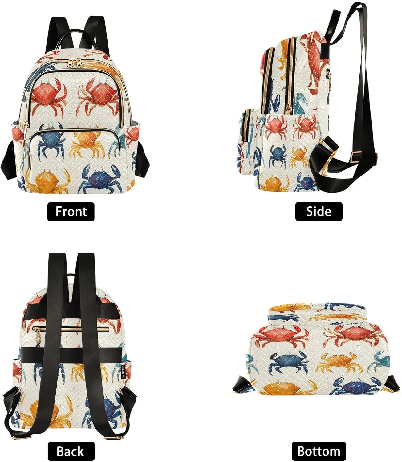 ALAZA Crabs Small Backpack Purse for Women Travel Bag Lightweight Shoulder Bag Fashion Daypack