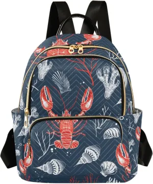 ALAZA Crayfish and Coral Small Backpack Purse for Women Travel Bag Lightweight Shoulder Bag Fashion Daypack