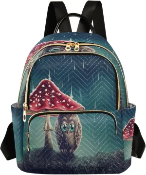 ALAZA Cute Animal Owl Mushroom Women Backpack Purse Ladies Fashion Shoulder Bag Daypack Travel Bag 10L