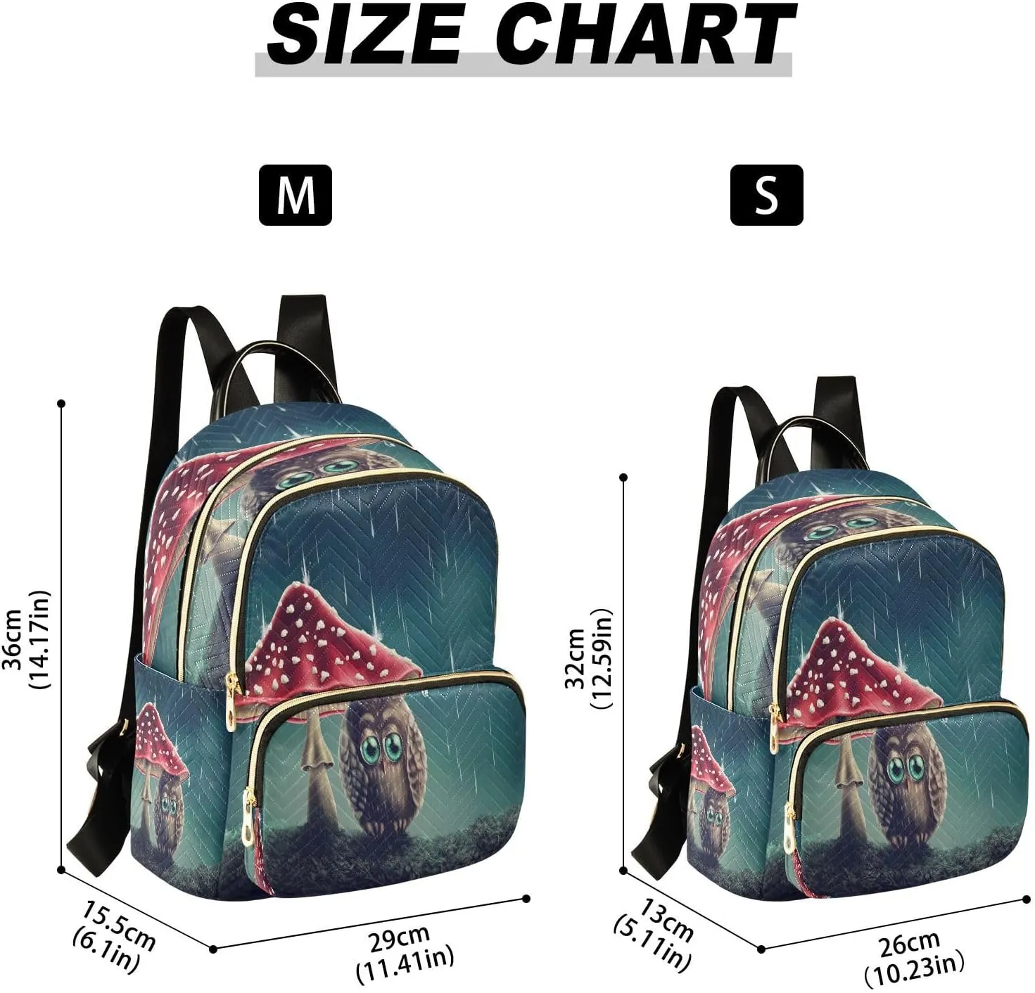 ALAZA Cute Animal Owl Mushroom Women Backpack Purse Ladies Fashion Shoulder Bag Daypack Travel Bag 10L
