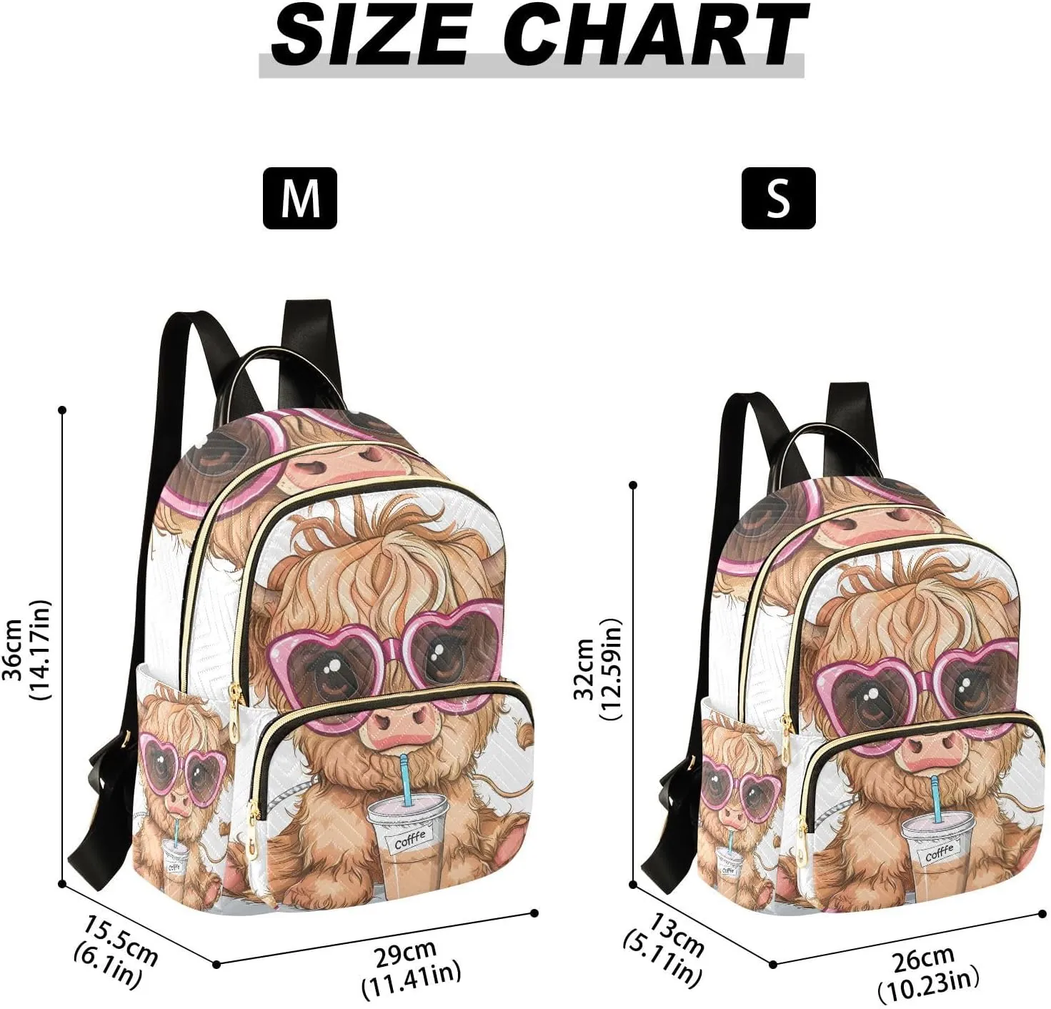 ALAZA Cute Funny Highland Cow Small Backpack Purse for Women Travel Bag Lightweight Shoulder Bag Fashion Daypack433