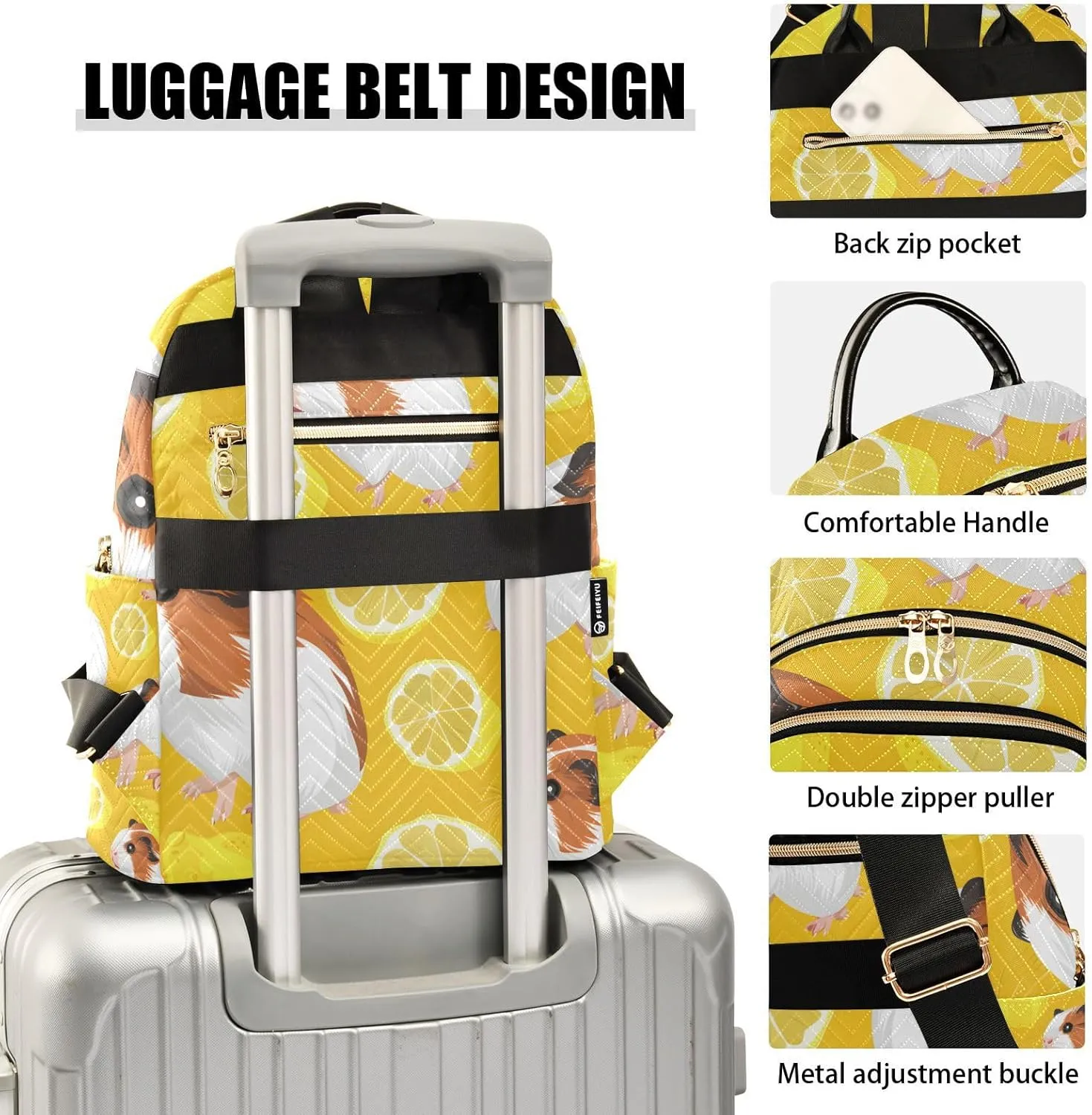 ALAZA Cute Guinea Pig Lemon Mini Backpack Purse for Women Travel Bag Lightweight Shoulder Bag Fashion Daypack