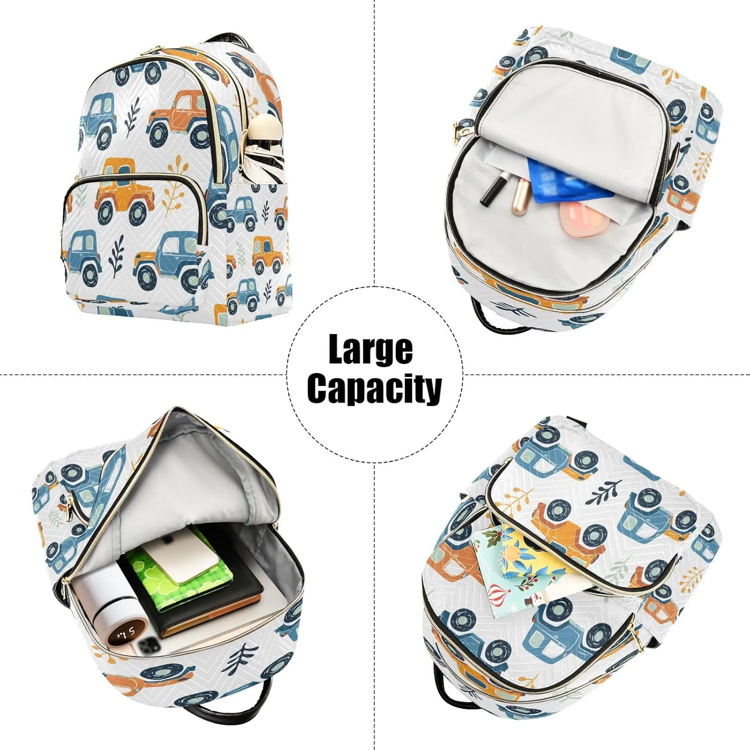 ALAZA Cute Little Off Road Car Mini Backpack Purse for Women Travel Bag Lightweight Shoulder Bag Fashion Daypack