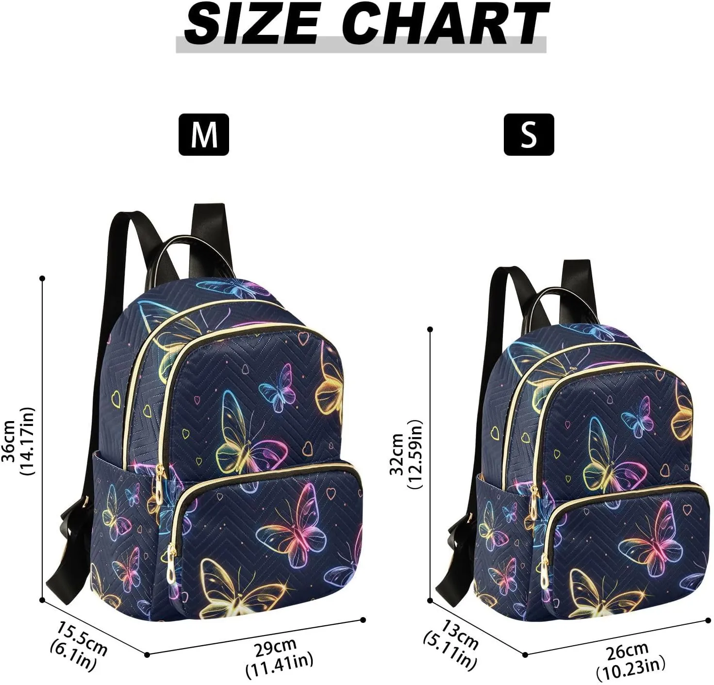 ALAZA Cute Neon Flying Butterflies Mini Backpack Purse for Women Travel Bag Lightweight Shoulder Bag Fashion Daypack