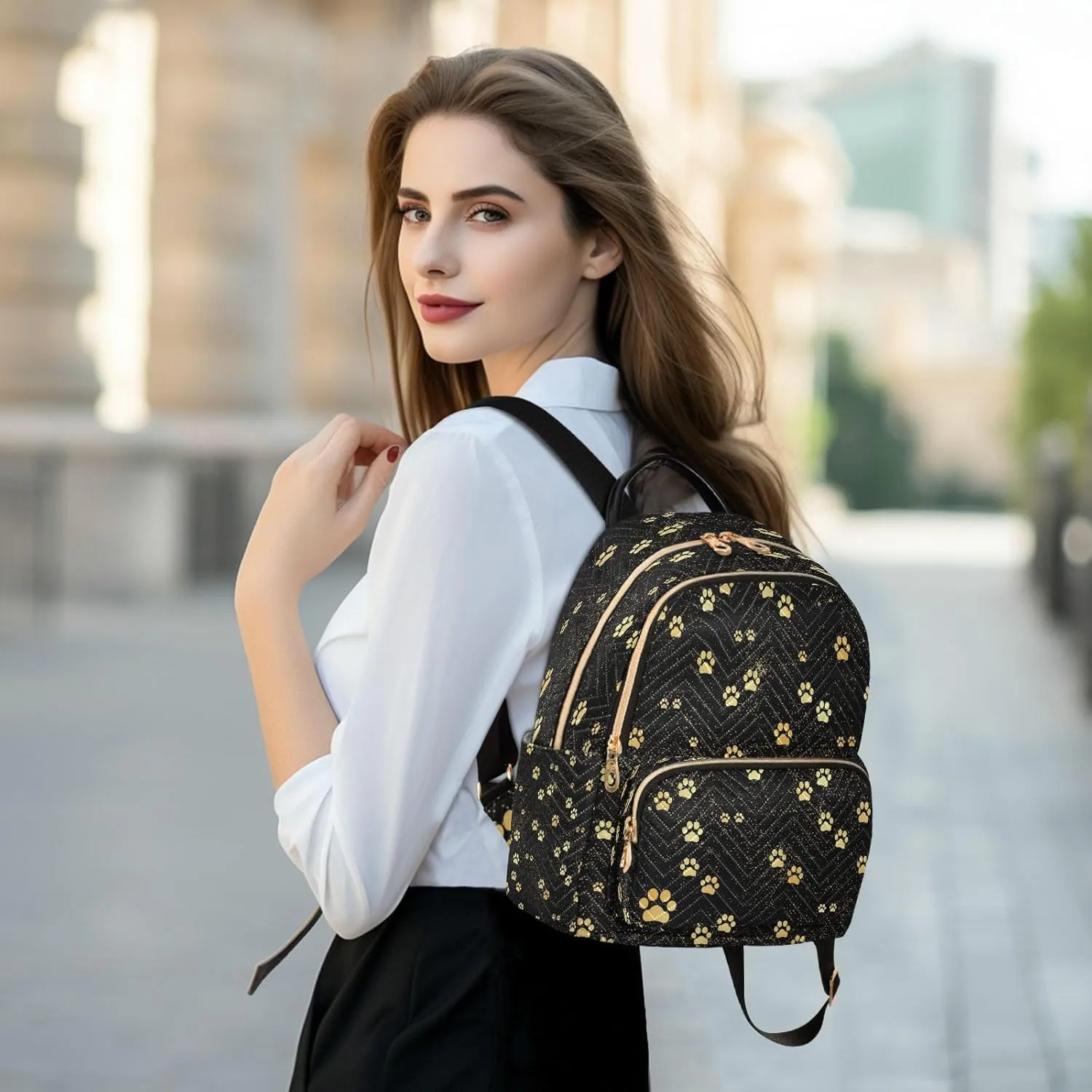 ALAZA Cute Paw Print Animal Women Backpack Purse Ladies Fashion Shoulder Bag Daypack Travel Bag 10L