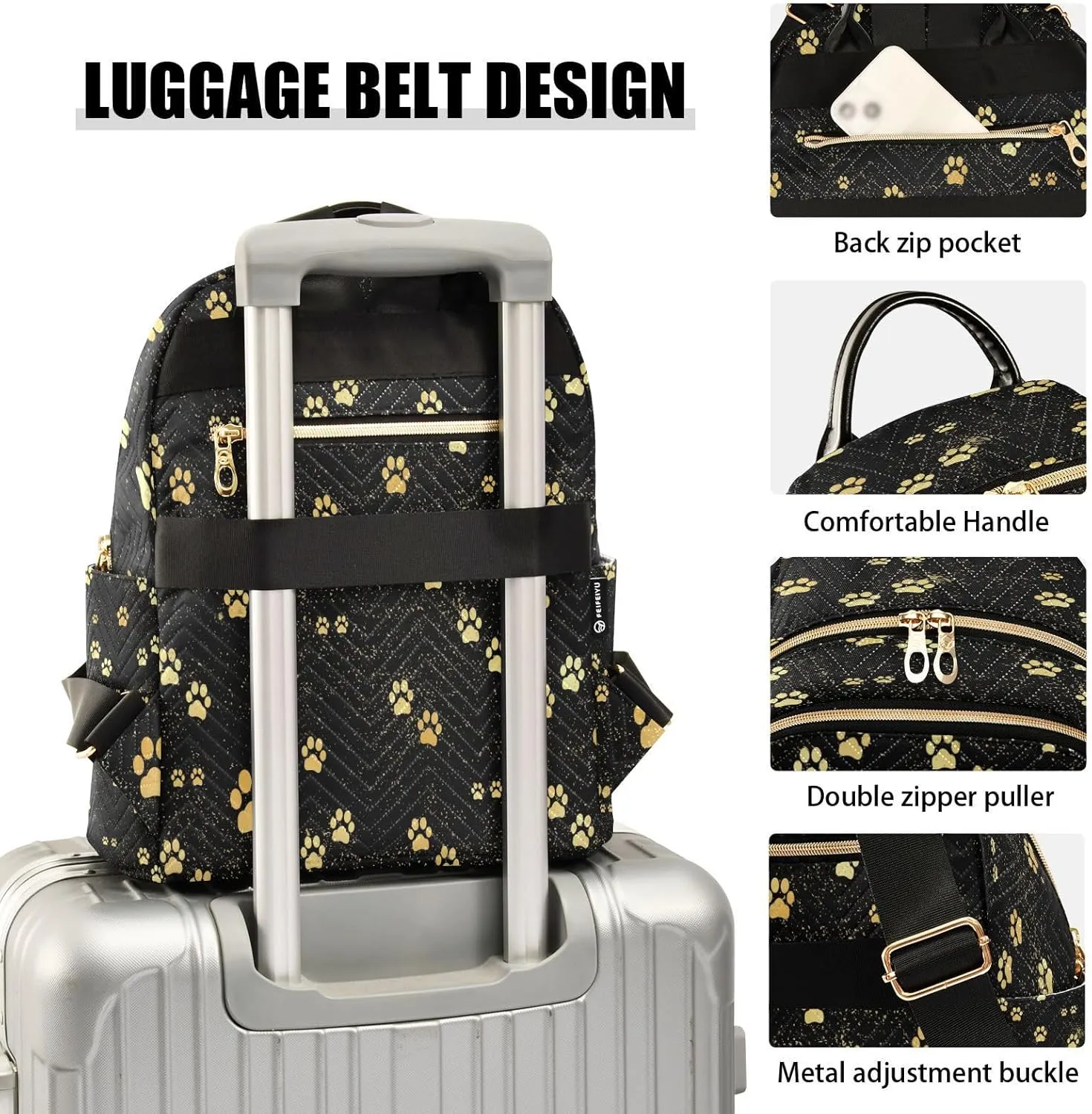ALAZA Cute Paw Print Animal Women Backpack Purse Ladies Fashion Shoulder Bag Daypack Travel Bag 10L