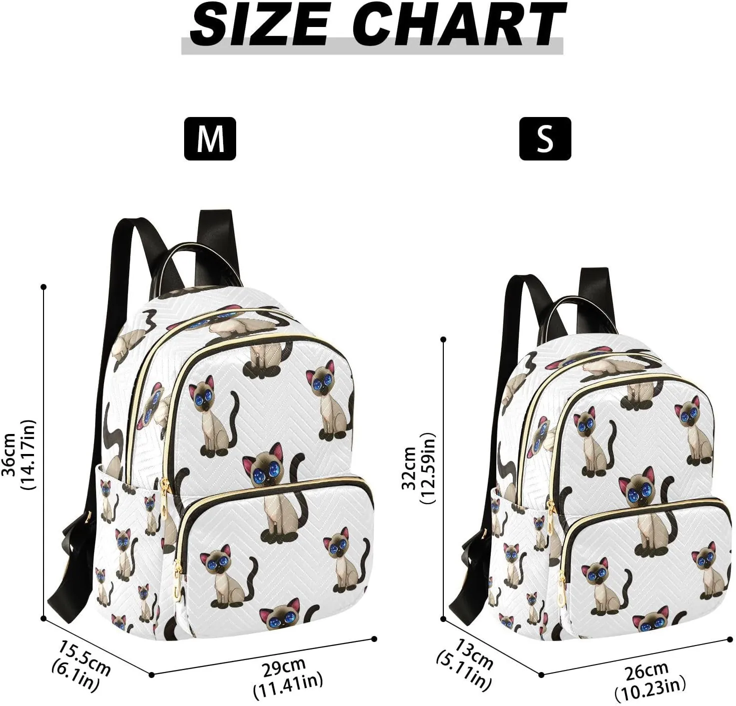 ALAZA Cute Siamese Cat Mini Backpack Purse for Women Travel Bag Lightweight Shoulder Bag Fashion Daypack
