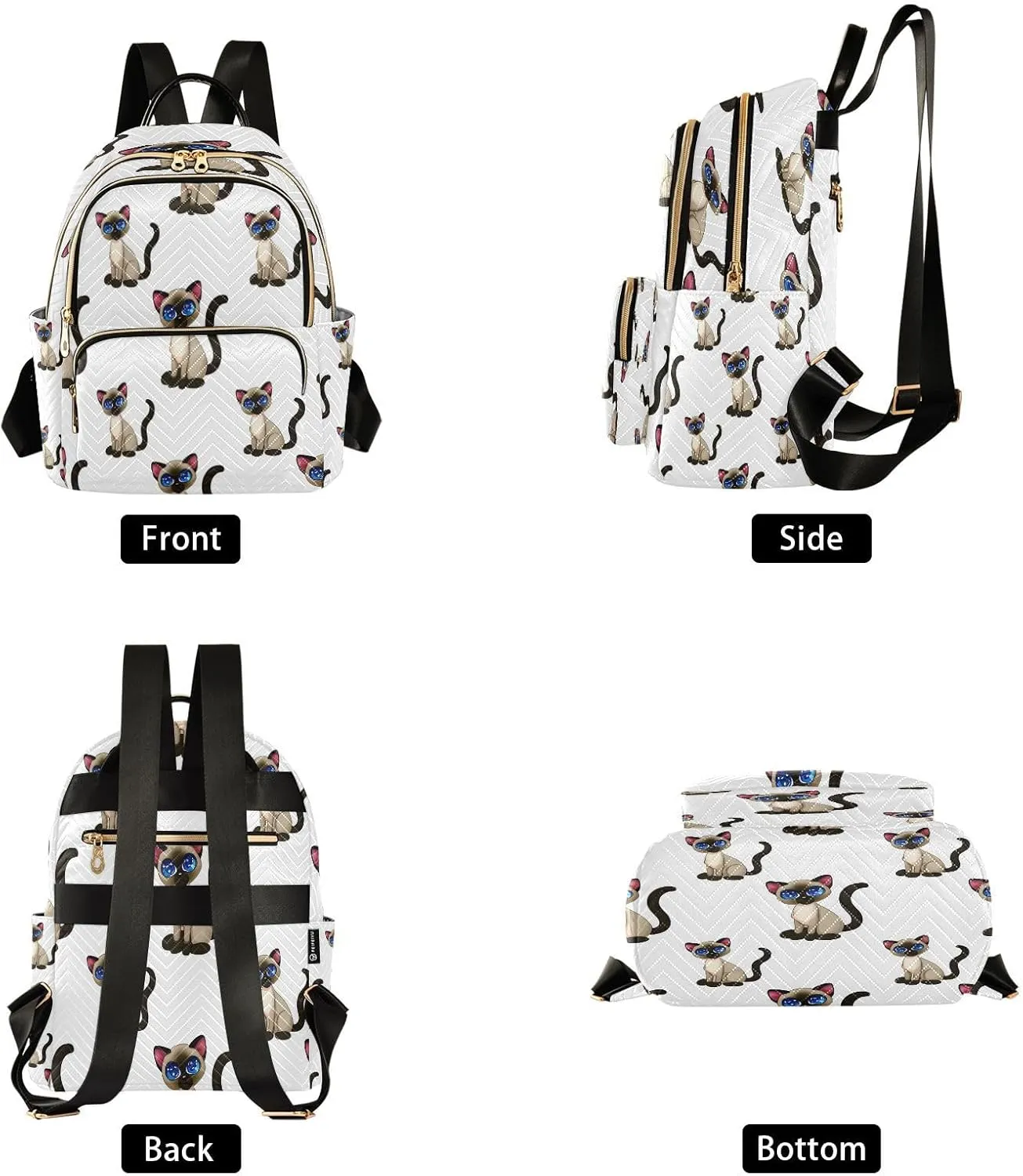 ALAZA Cute Siamese Cat Mini Backpack Purse for Women Travel Bag Lightweight Shoulder Bag Fashion Daypack