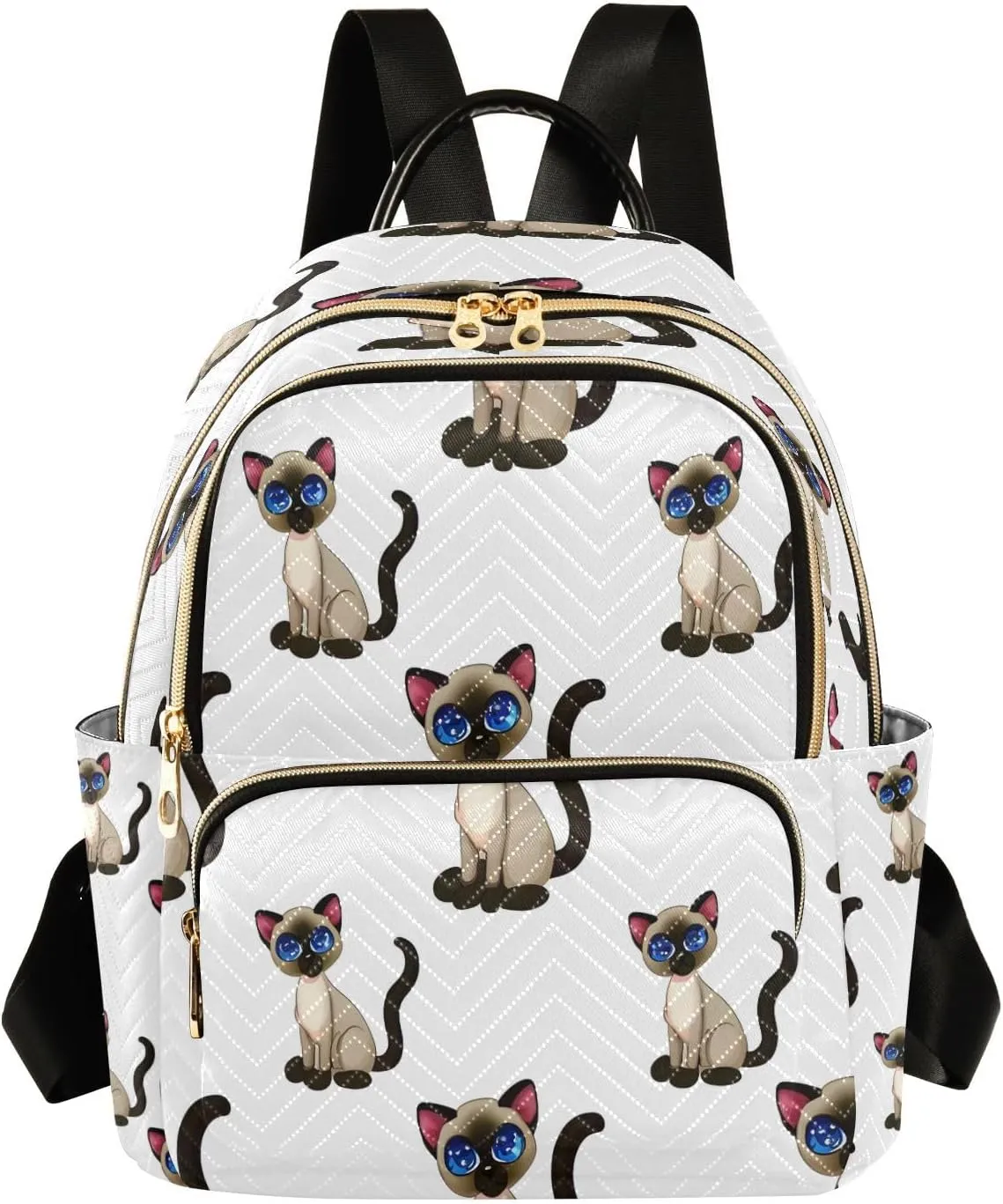 ALAZA Cute Siamese Cat Mini Backpack Purse for Women Travel Bag Lightweight Shoulder Bag Fashion Daypack