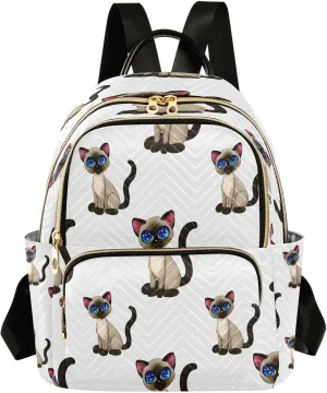 ALAZA Cute Siamese Cat Mini Backpack Purse for Women Travel Bag Lightweight Shoulder Bag Fashion Daypack