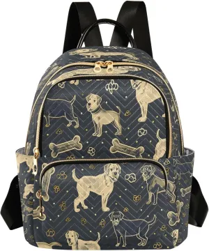 ALAZA Dog Bones Dog Pattern Small Backpack Purse for Women Travel Bag Lightweight Shoulder Bag Fashion Daypack