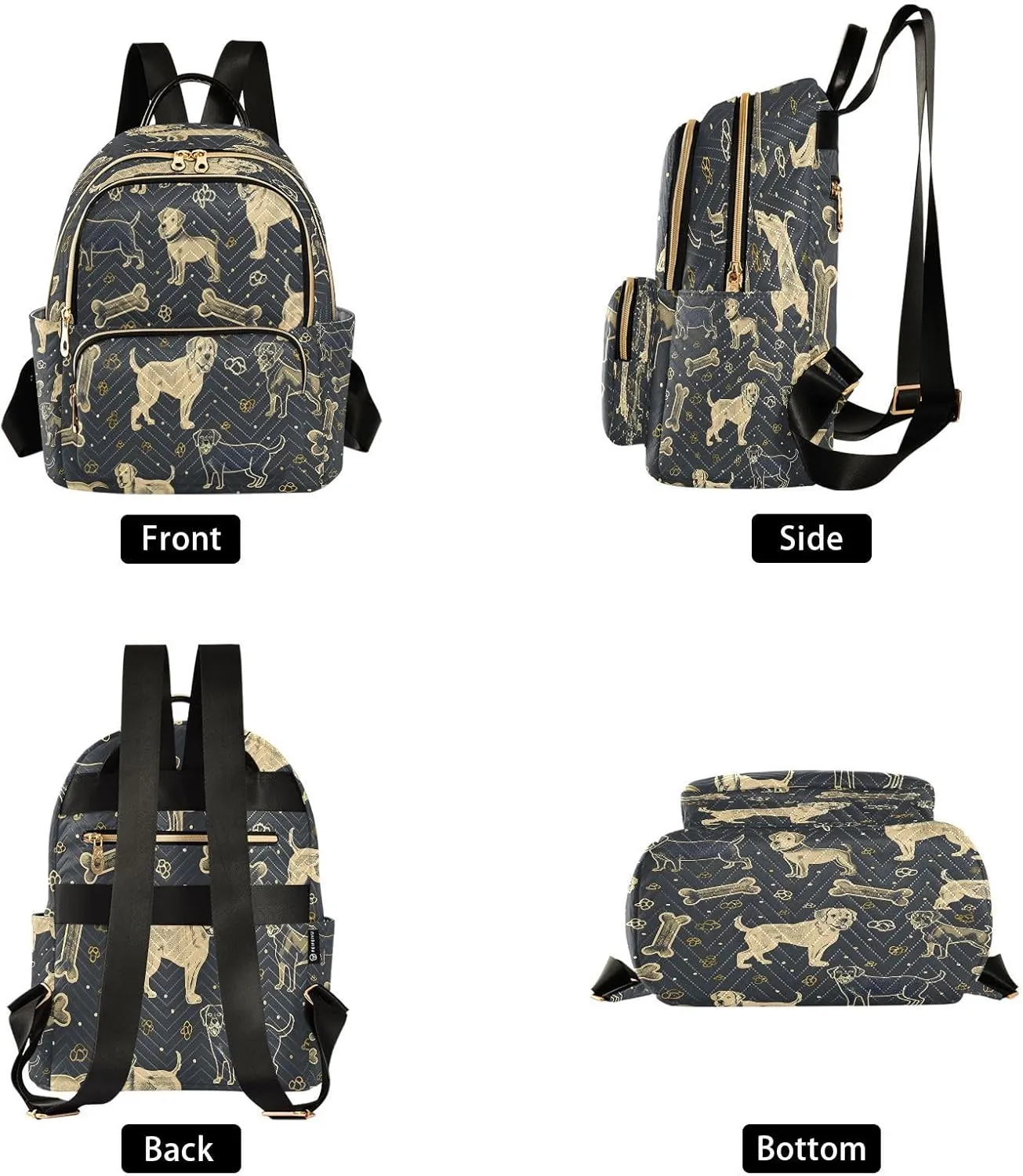 ALAZA Dog Bones Dog Pattern Small Backpack Purse for Women Travel Bag Lightweight Shoulder Bag Fashion Daypack