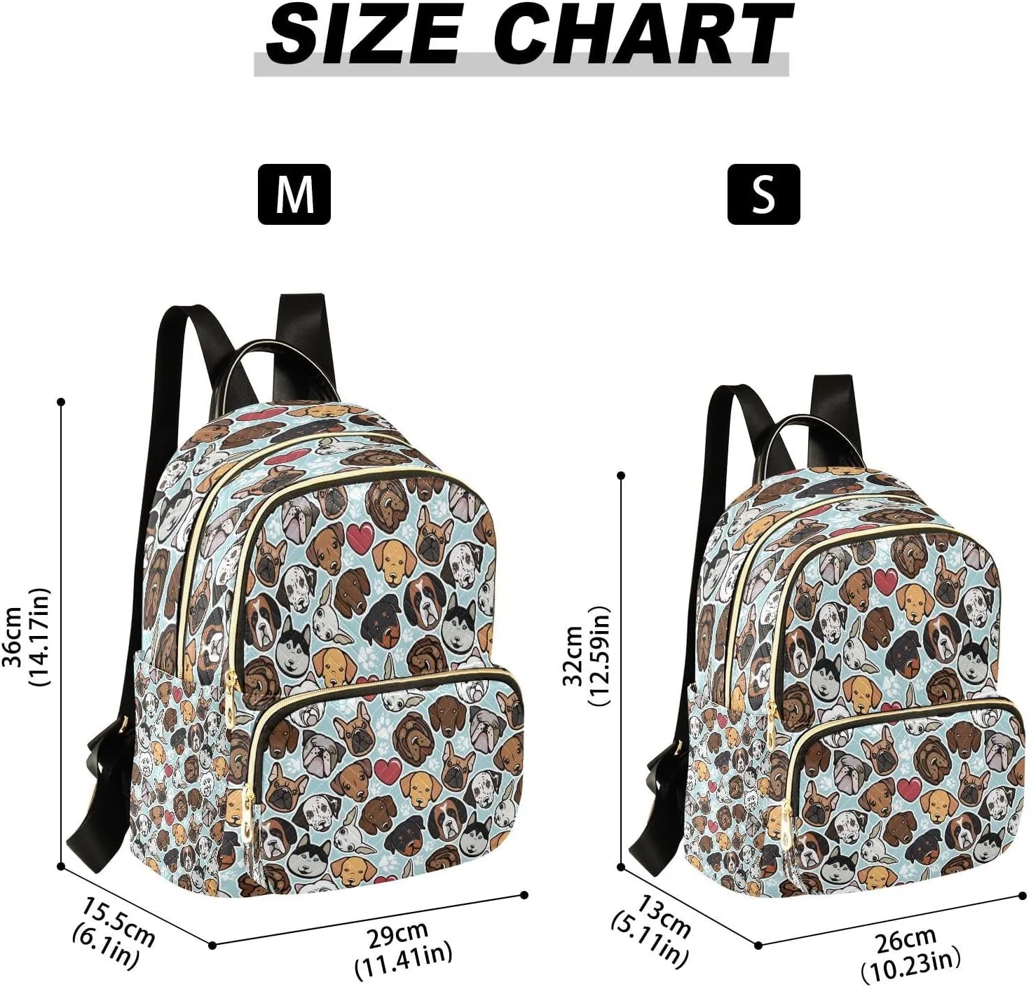 ALAZA Dog Breeds Women Backpack Purse Ladies Fashion Shoulder Bag Daypack Travel Bag 7.5L