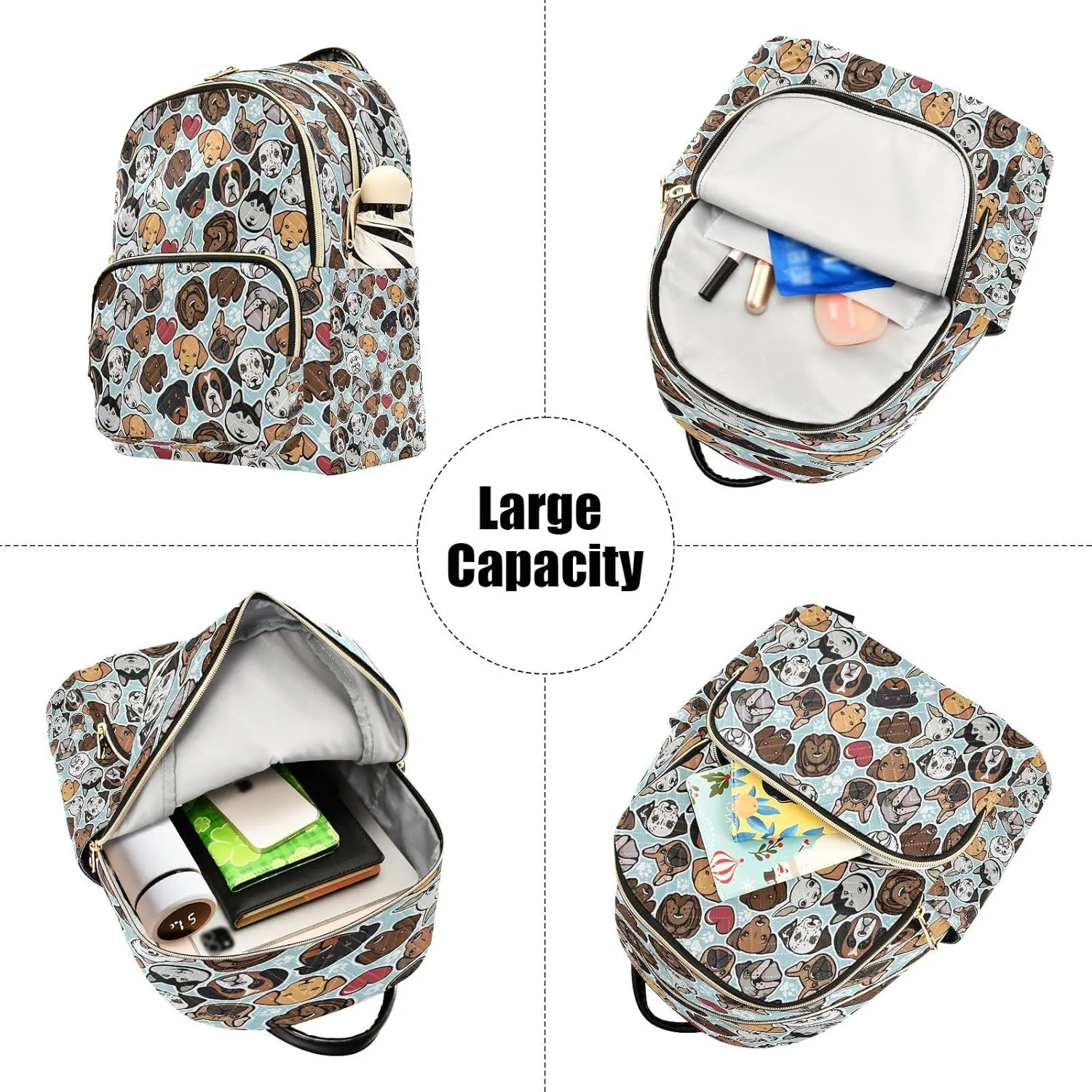ALAZA Dog Breeds Women Backpack Purse Ladies Fashion Shoulder Bag Daypack Travel Bag 7.5L