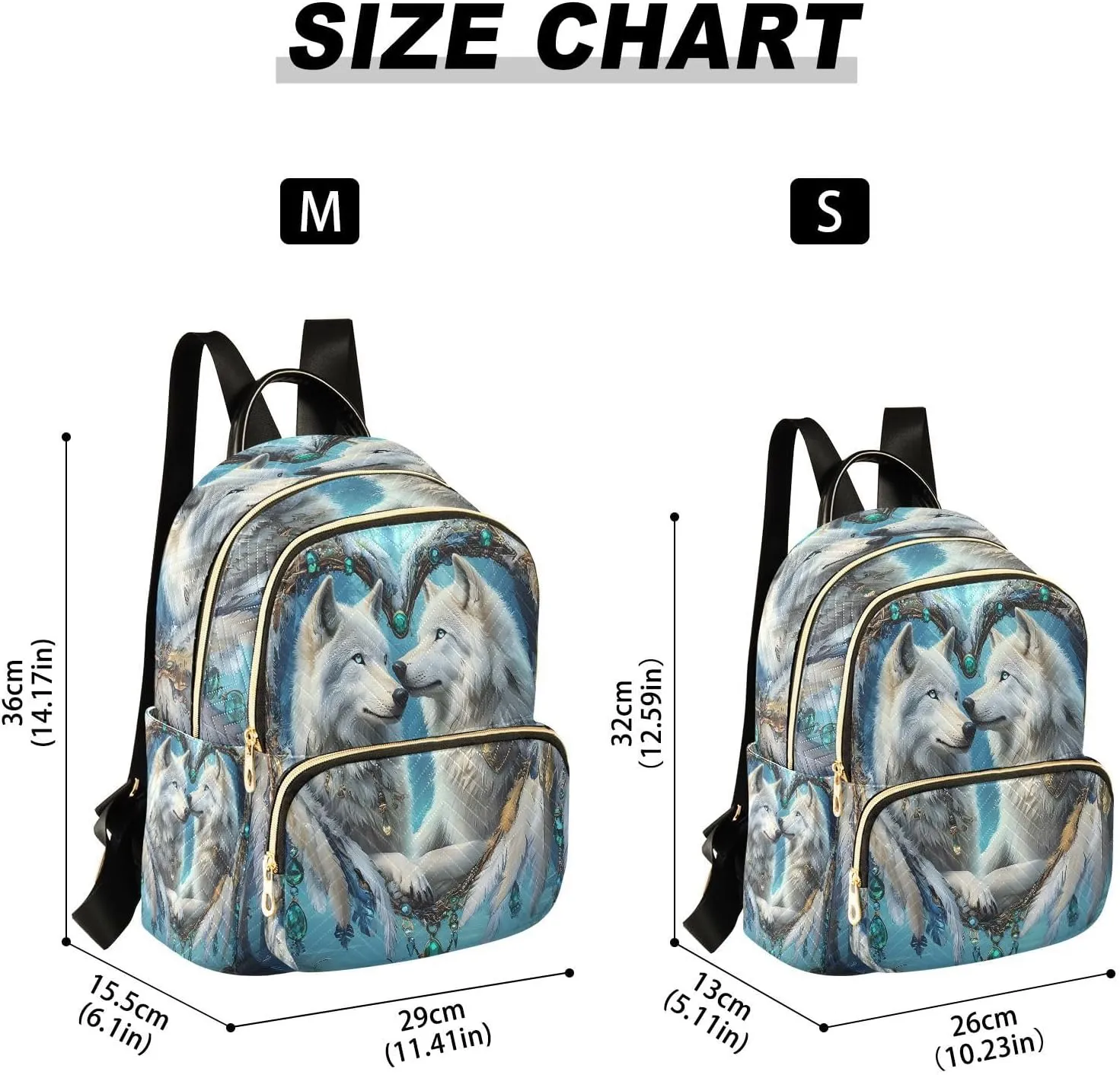 ALAZA Dreamcatcher White Wolf Mini Backpack Purse for Women Travel Bag Lightweight Shoulder Bag Fashion Daypack