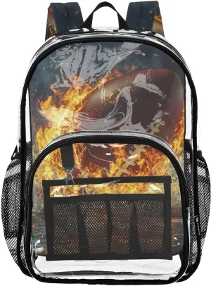 ALAZA Firing Football on Water Clear Fashion Backpack for Women Men Transparent Travel School Bag Daypack for Boys Girls