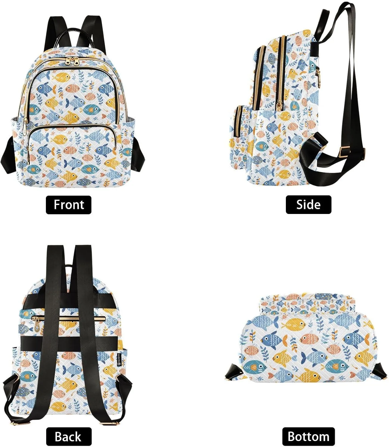 ALAZA Fish Coral Reef Animal Women Backpack Purse Ladies Fashion Shoulder Bag Daypack Travel Bag 7.5L