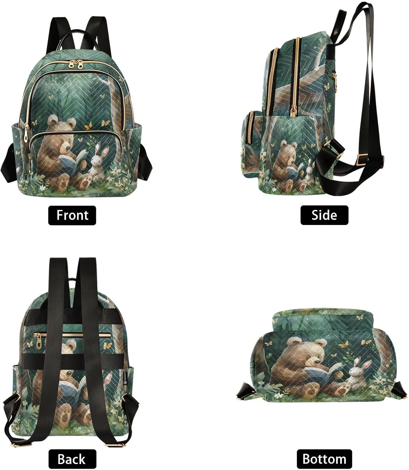 ALAZA Forest Animals Reading Small Backpack Purse for Women Travel Bag Lightweight Shoulder Bag Fashion Daypack356