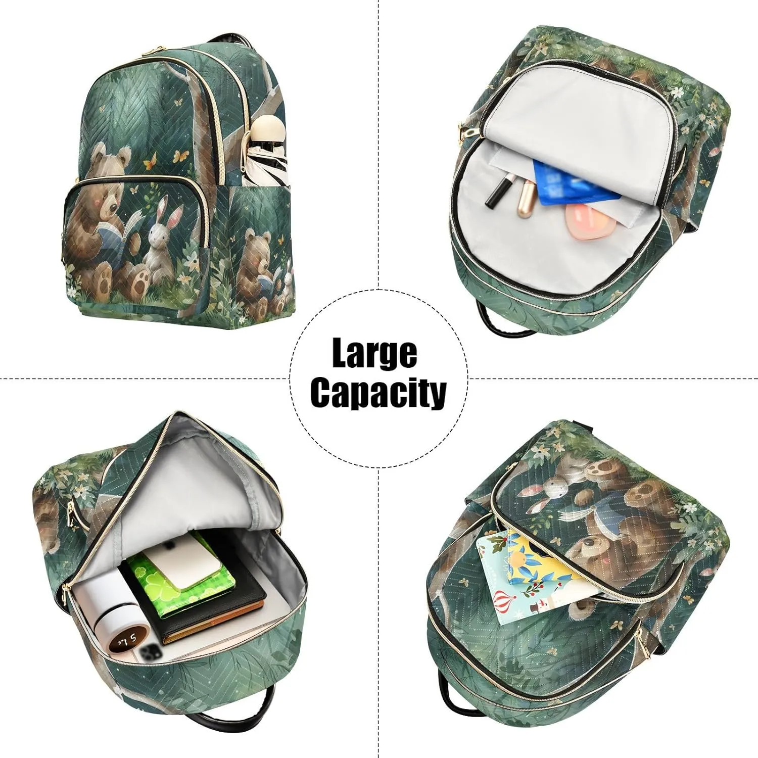 ALAZA Forest Animals Reading Small Backpack Purse for Women Travel Bag Lightweight Shoulder Bag Fashion Daypack356
