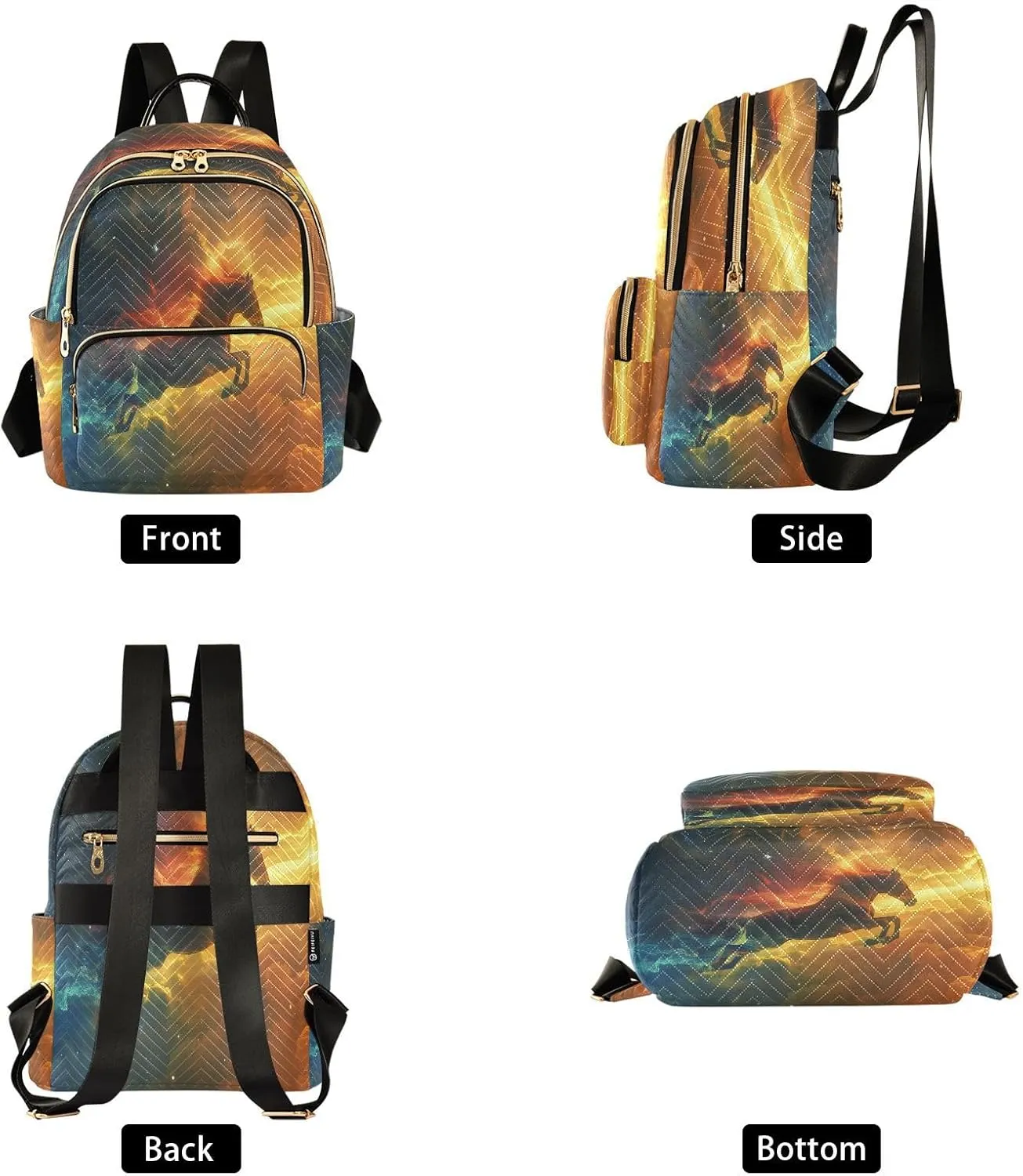 ALAZA Galloping Horse Roars with Starry Sky Small Backpack for Women Fashion Backpack Purse Lightweight Casual Daypack Back Pack Travel Bag, S