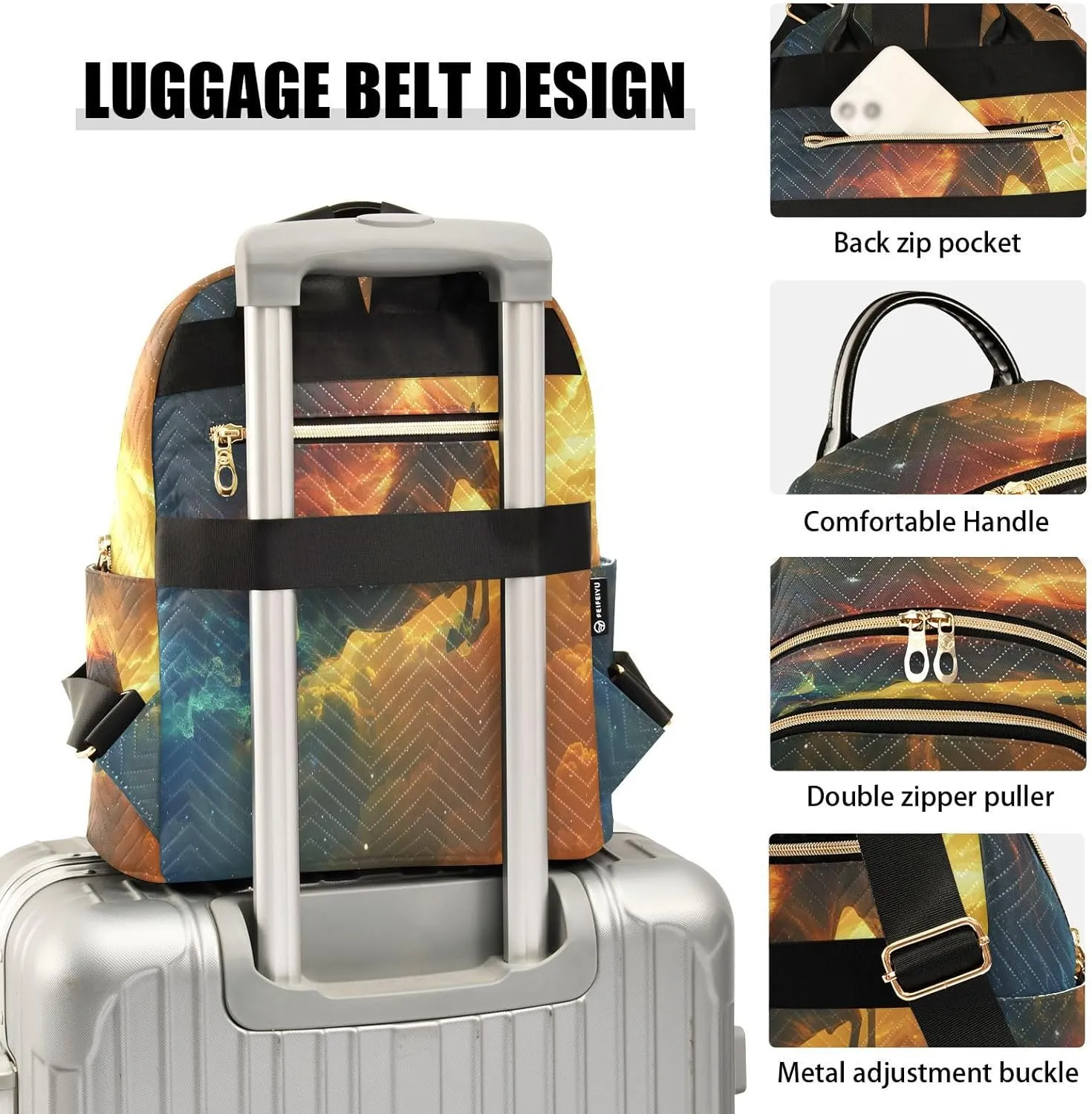 ALAZA Galloping Horse Roars with Starry Sky Small Backpack for Women Fashion Backpack Purse Lightweight Casual Daypack Back Pack Travel Bag, S