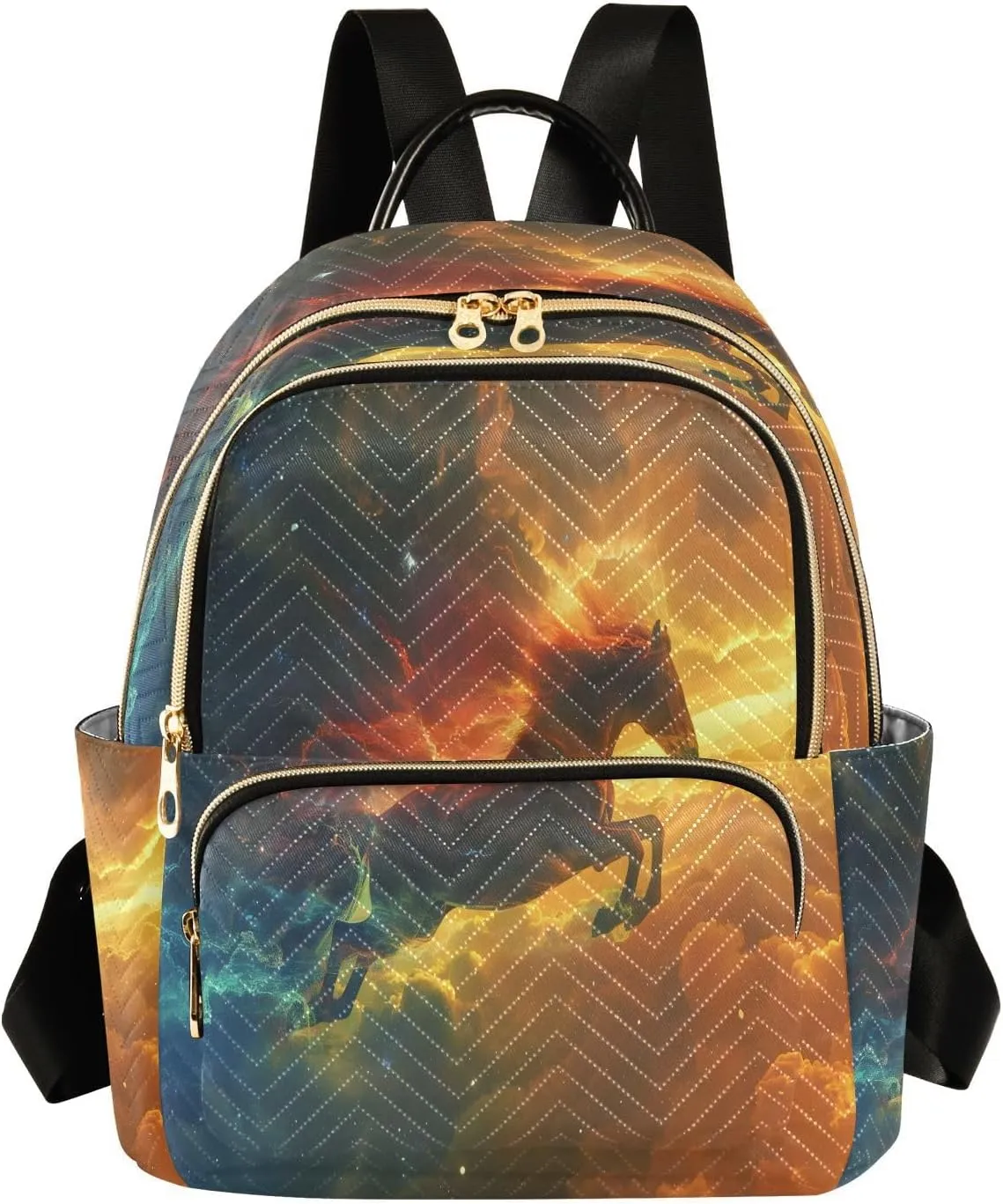 ALAZA Galloping Horse Roars with Starry Sky Small Backpack for Women Fashion Backpack Purse Lightweight Casual Daypack Back Pack Travel Bag, S