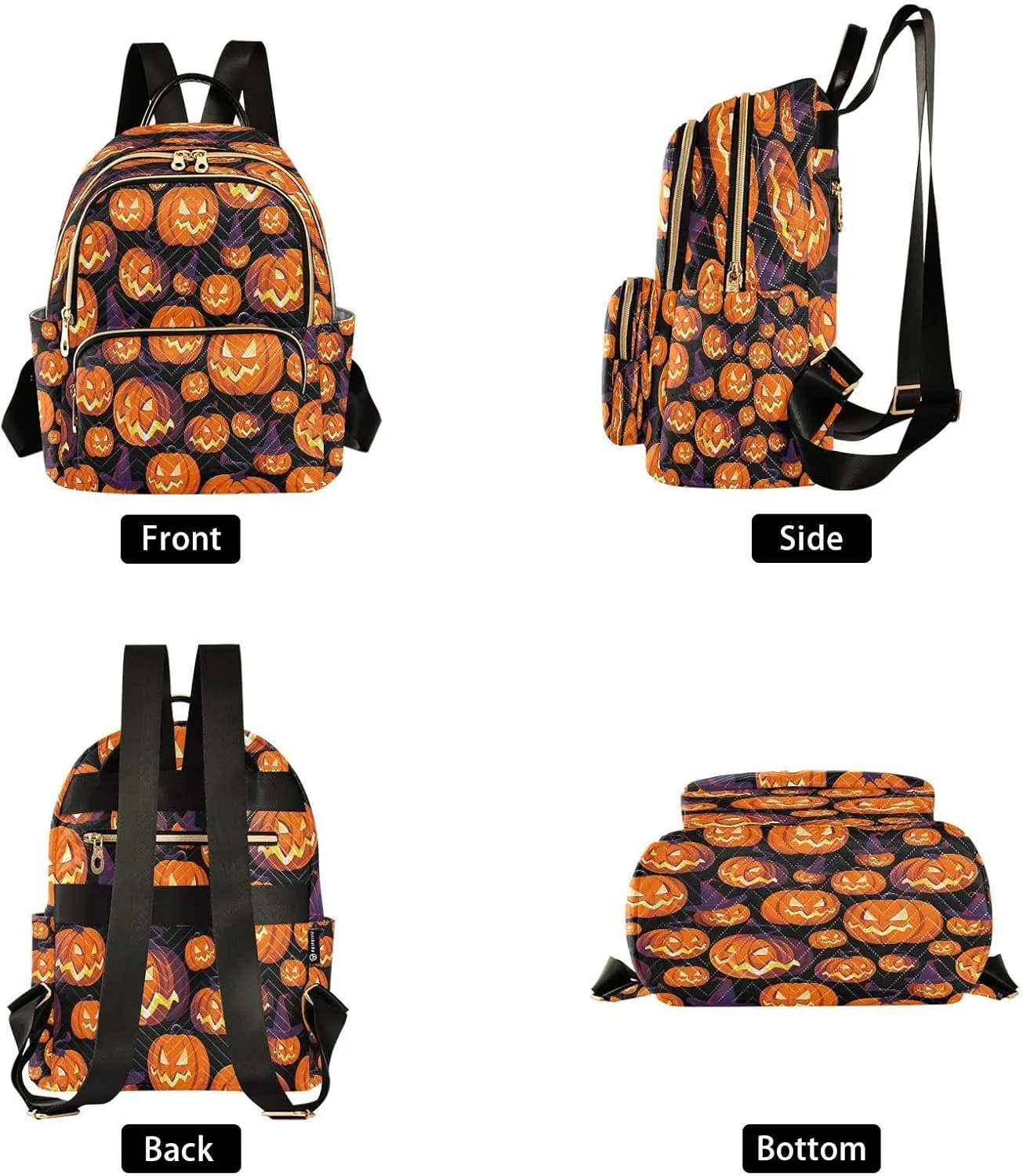 ALAZA Halloween Pumpkins Face Women Backpack Purse Ladies Fashion Shoulder Bag Daypack Travel Bag 7.5L
