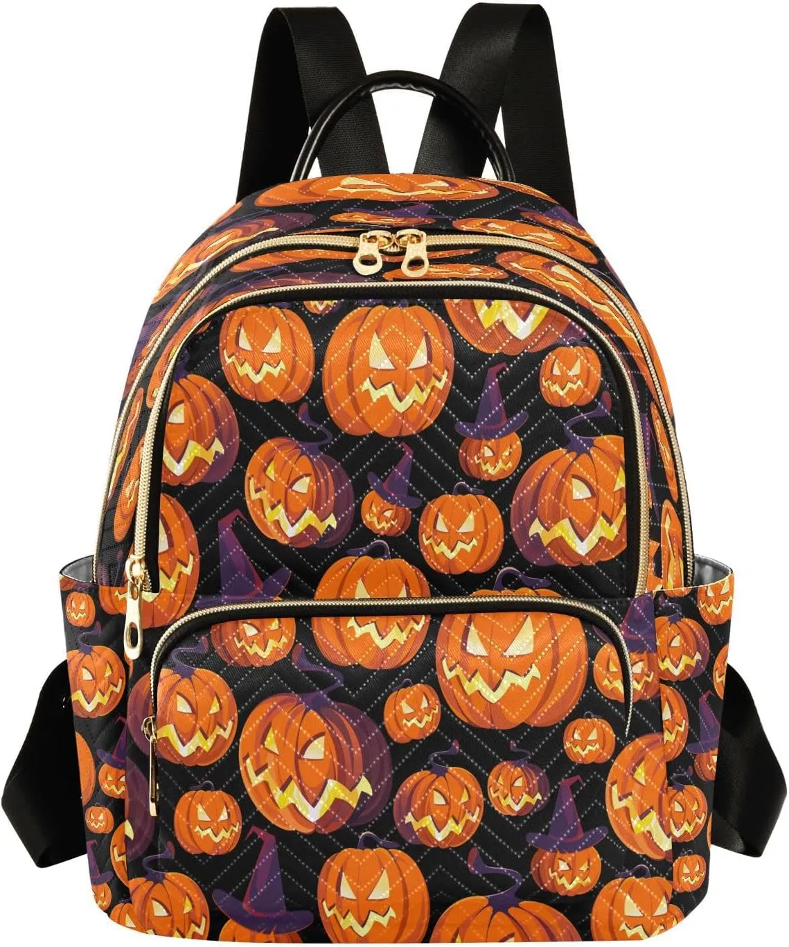 ALAZA Halloween Pumpkins Face Women Backpack Purse Ladies Fashion Shoulder Bag Daypack Travel Bag 7.5L