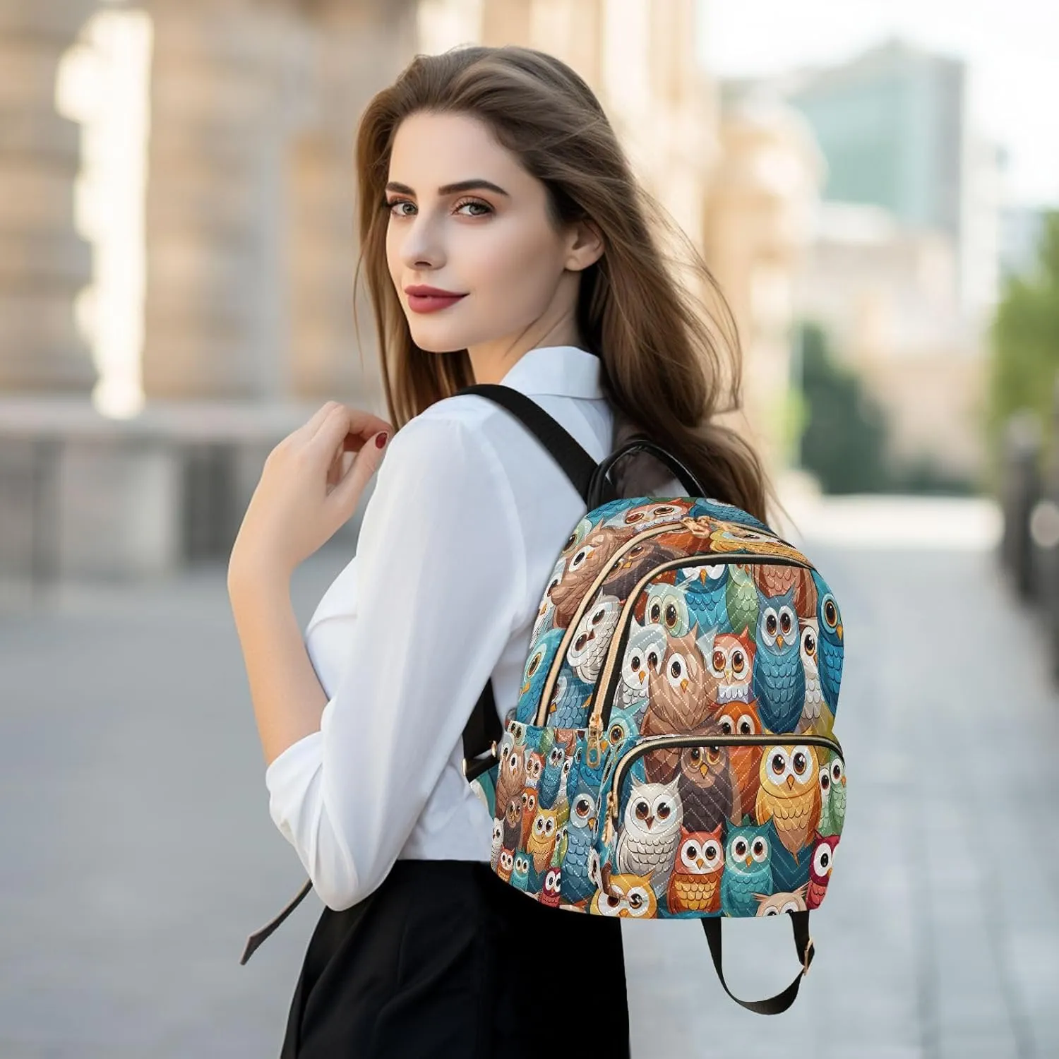 ALAZA Hipster Bird Owl Women Backpack Purse Ladies Fashion Shoulder Bag Daypack Travel Bag 10L