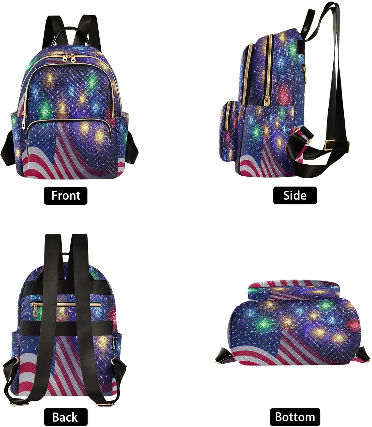ALAZA Independence Day 4th Of July Holidays Women Backpack Purse Ladies Fashion Shoulder Bag Daypack Travel Bag 7.5L
