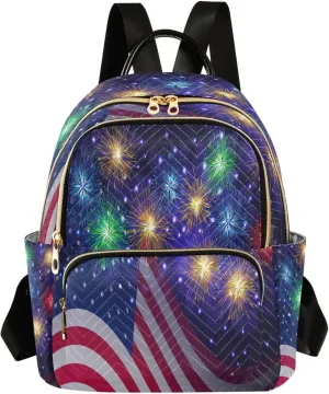 ALAZA Independence Day 4th Of July Holidays Women Backpack Purse Ladies Fashion Shoulder Bag Daypack Travel Bag 7.5L