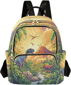 ALAZA Jurassic Dinosaur Mini Backpack Purse for Women Travel Bag Lightweight Shoulder Bag Fashion Daypack