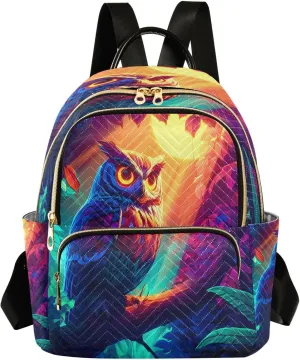 ALAZA Magical Owl Leaf Sunshine Women Backpack Purse Ladies Fashion Shoulder Bag Daypack Travel Bag 10L