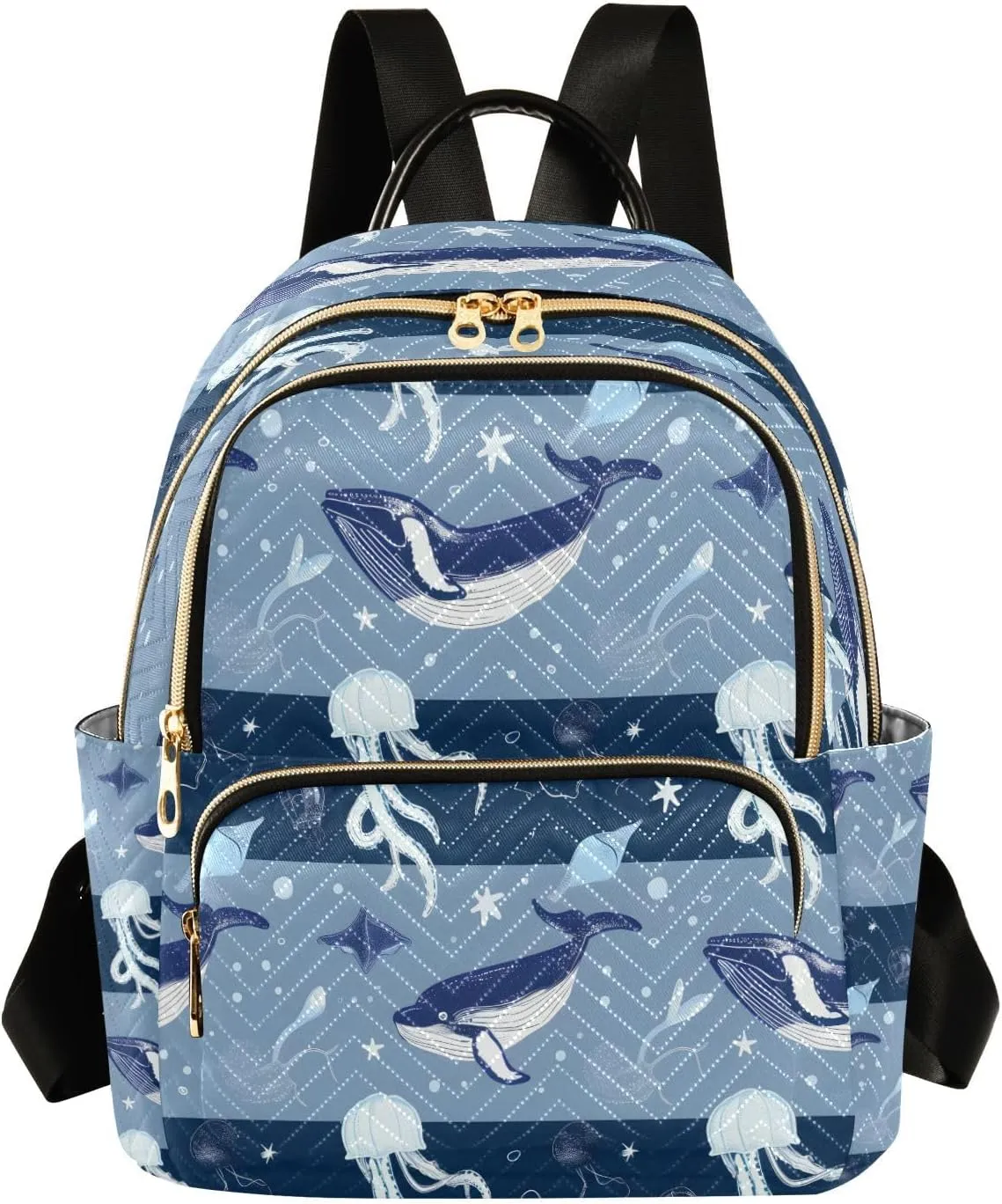 ALAZA Maritime Whales Jellyfish Mini Backpack Purse for Women Travel Bag Lightweight Shoulder Bag Fashion Daypack
