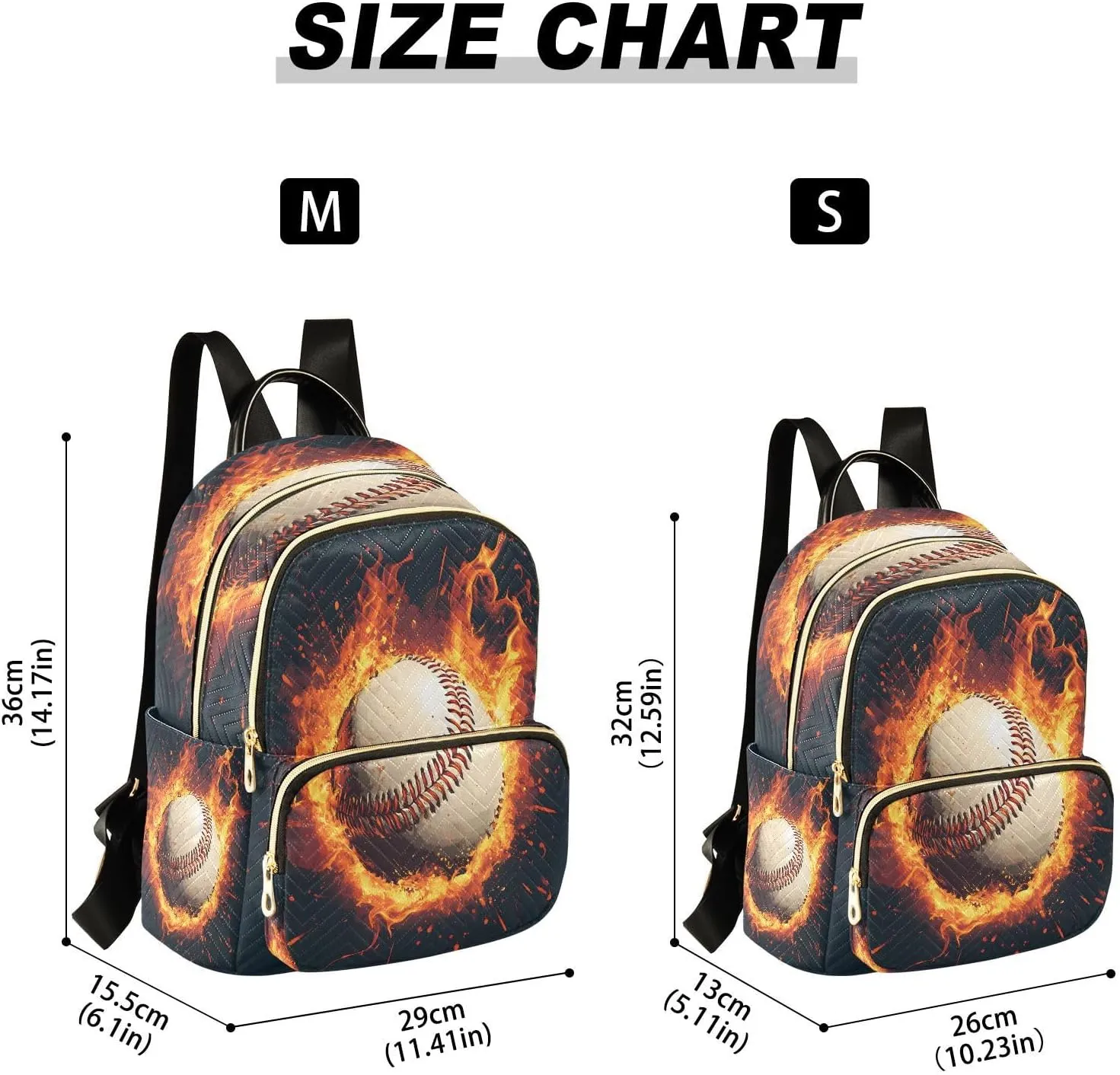 ALAZA Mini Backpack for Women Baseball Magma Flame Travel Backpack Purse for Ladies Handbag Shoulder Bag Casual Daypack, M