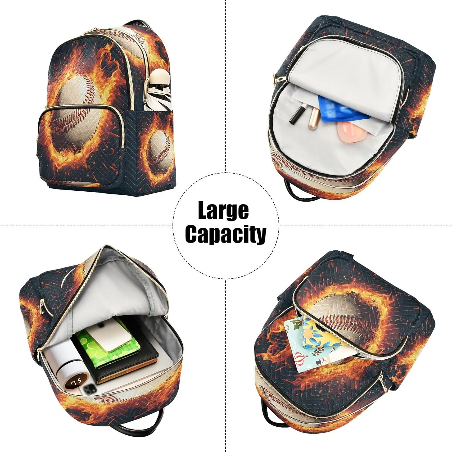 ALAZA Mini Backpack for Women Baseball Magma Flame Travel Backpack Purse for Ladies Handbag Shoulder Bag Casual Daypack, M