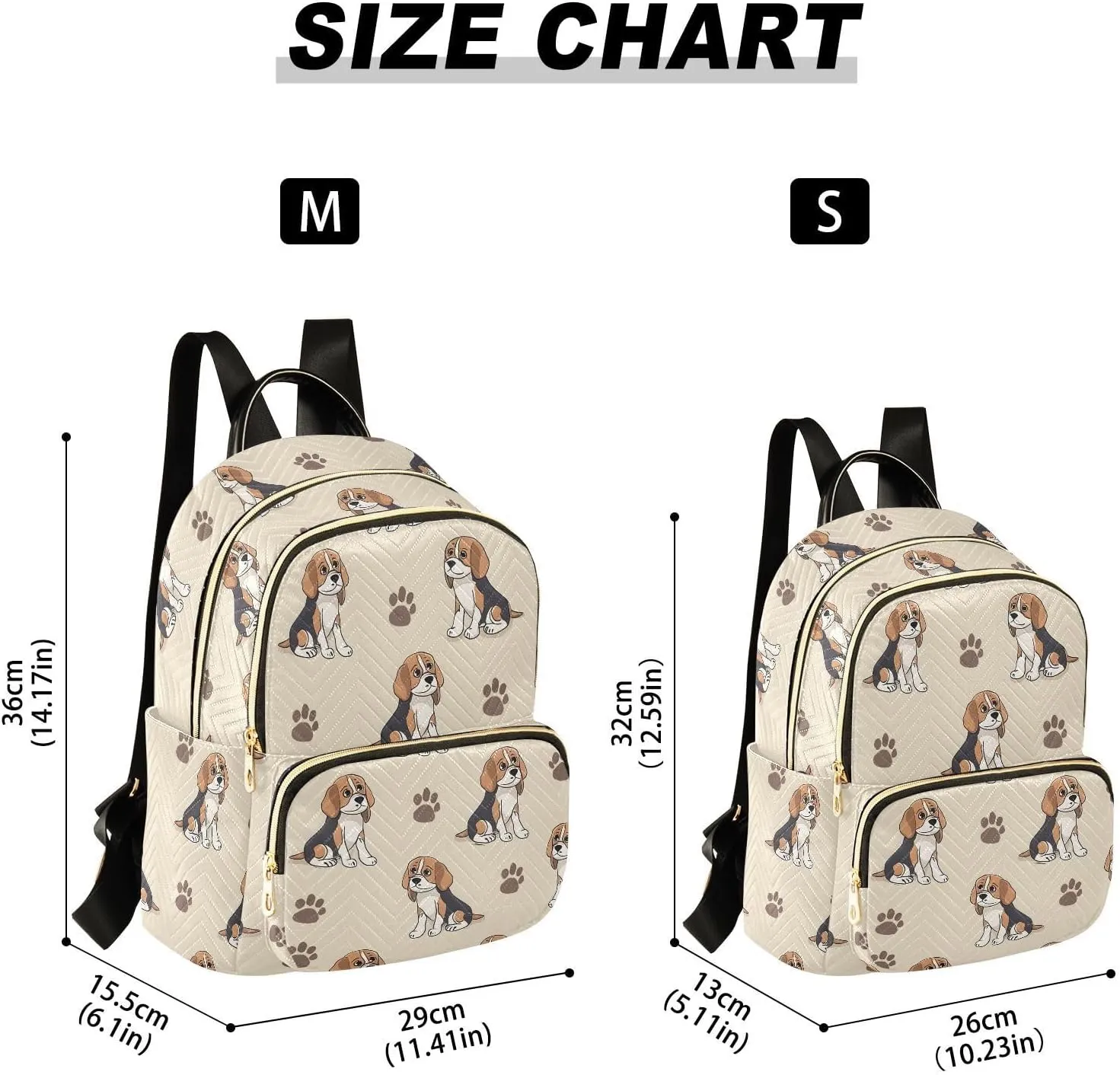 ALAZA Mini Backpack for Women Beagle Dogs and Paw Footprint Travel Backpack Purse for Ladies Handbag Shoulder Bag Casual Daypack, M