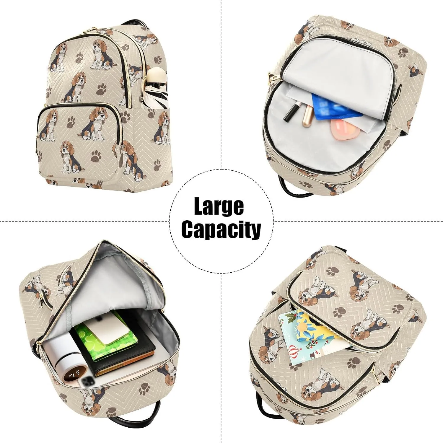 ALAZA Mini Backpack for Women Beagle Dogs and Paw Footprint Travel Backpack Purse for Ladies Handbag Shoulder Bag Casual Daypack, M