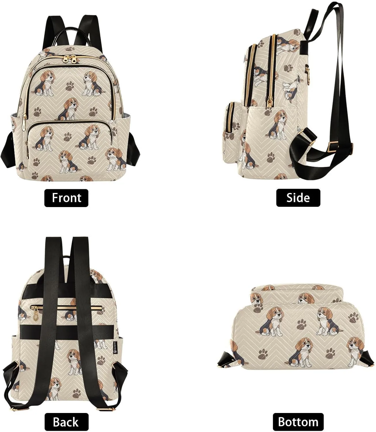 ALAZA Mini Backpack for Women Beagle Dogs and Paw Footprint Travel Backpack Purse for Ladies Handbag Shoulder Bag Casual Daypack, M