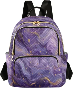 ALAZA Mini Backpack for Women Purple Dream Marble Travel Backpack Purse for Ladies Handbag Shoulder Bag Casual Daypack, M