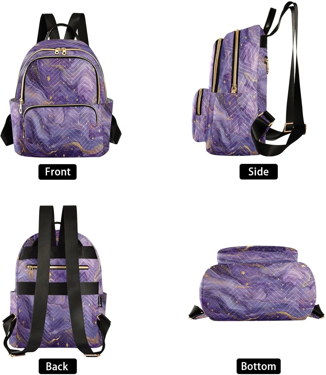 ALAZA Mini Backpack for Women Purple Dream Marble Travel Backpack Purse for Ladies Handbag Shoulder Bag Casual Daypack, M