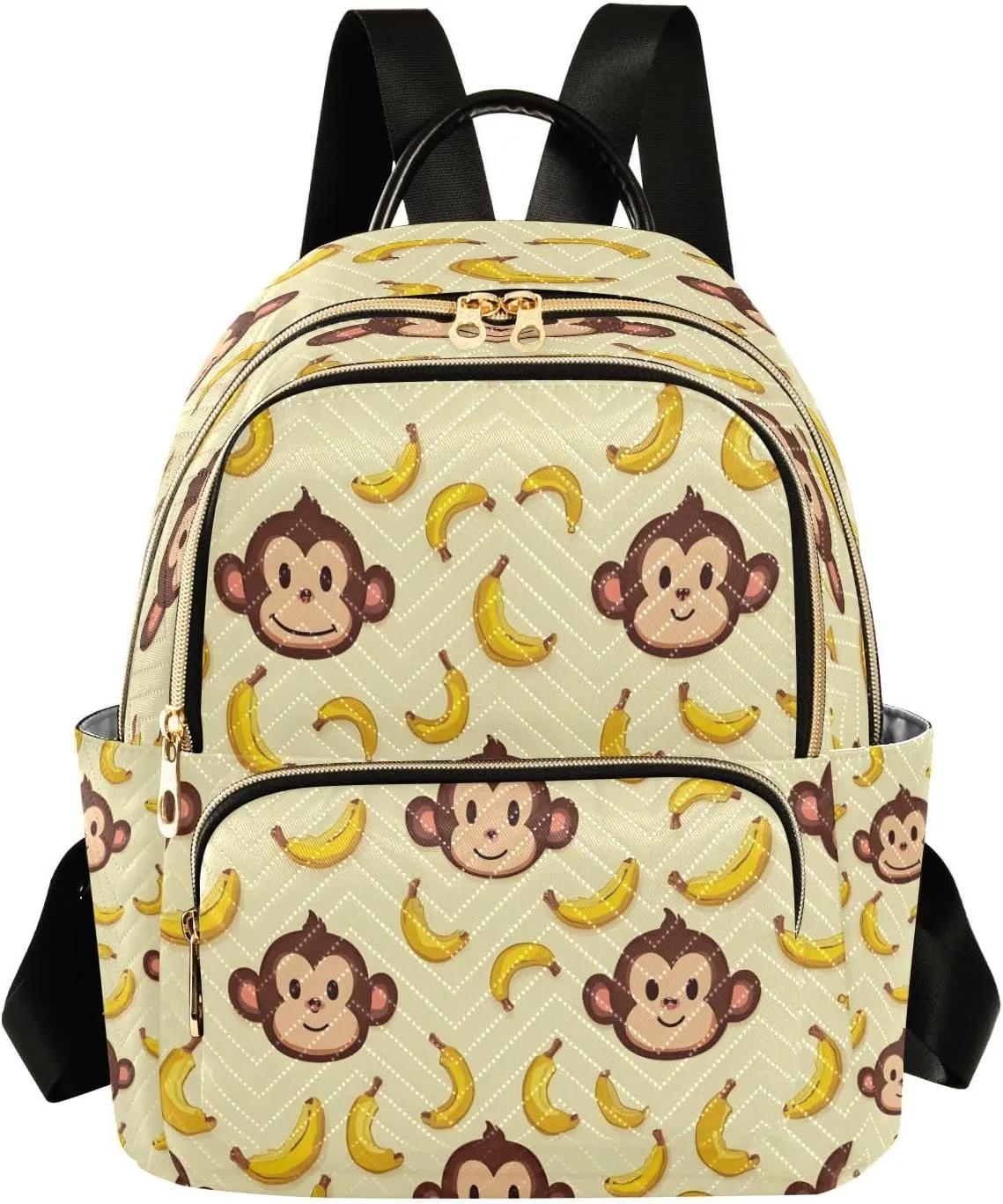 ALAZA Monkey Banana Pattern Mini Backpack Purse for Women Travel Bag Lightweight Shoulder Bag Fashion Daypack