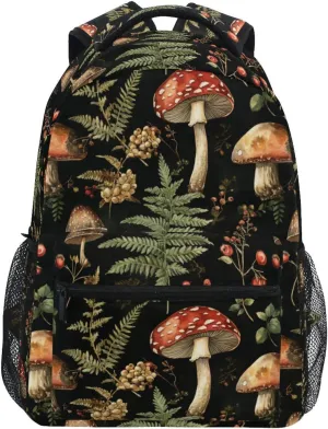 ALAZA Mushroom Fern Leaves Berry Kids School Backpack for Boys Girls Teens Bookbag Travel Daypack Bag 16 inch