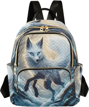 ALAZA Mysterious White Fox Mini Backpack Purse for Women Travel Bag Lightweight Shoulder Bag Fashion Daypack
