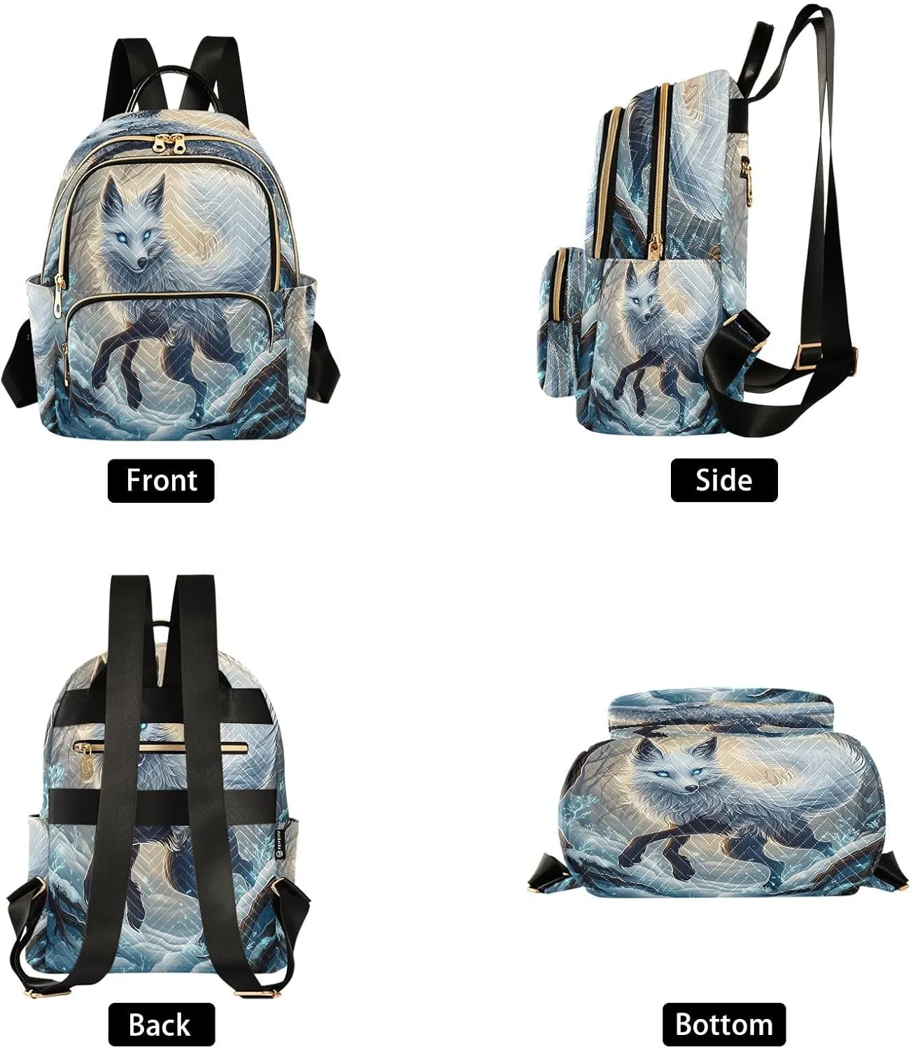 ALAZA Mysterious White Fox Mini Backpack Purse for Women Travel Bag Lightweight Shoulder Bag Fashion Daypack