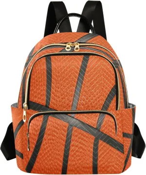 ALAZA Orange Ball Basketball Women Backpack Purse Ladies Fashion Shoulder Bag Daypack Travel Bag 7.5L